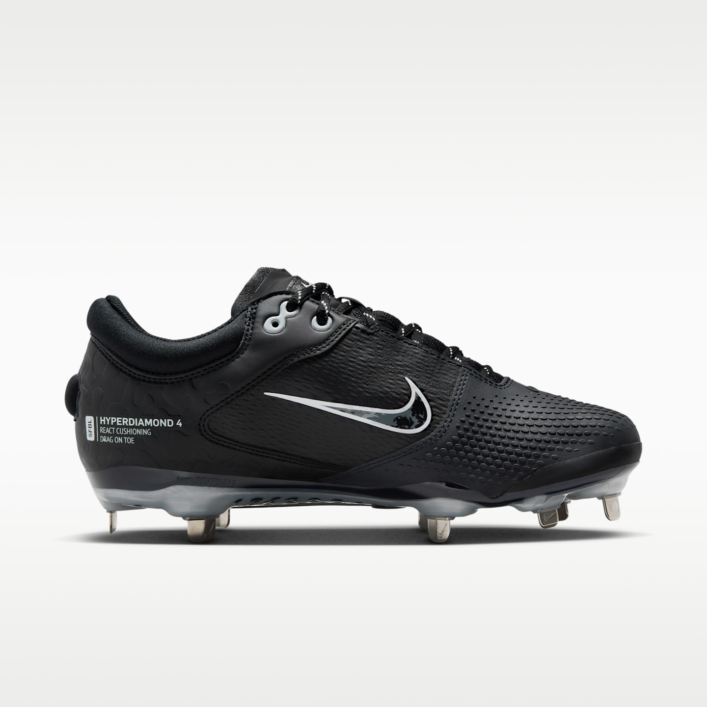 Женские бутсы Nike Hyperdiamond 4 Elite Softball Cleats, цвет: Чёрный / Железный серый — фото 3