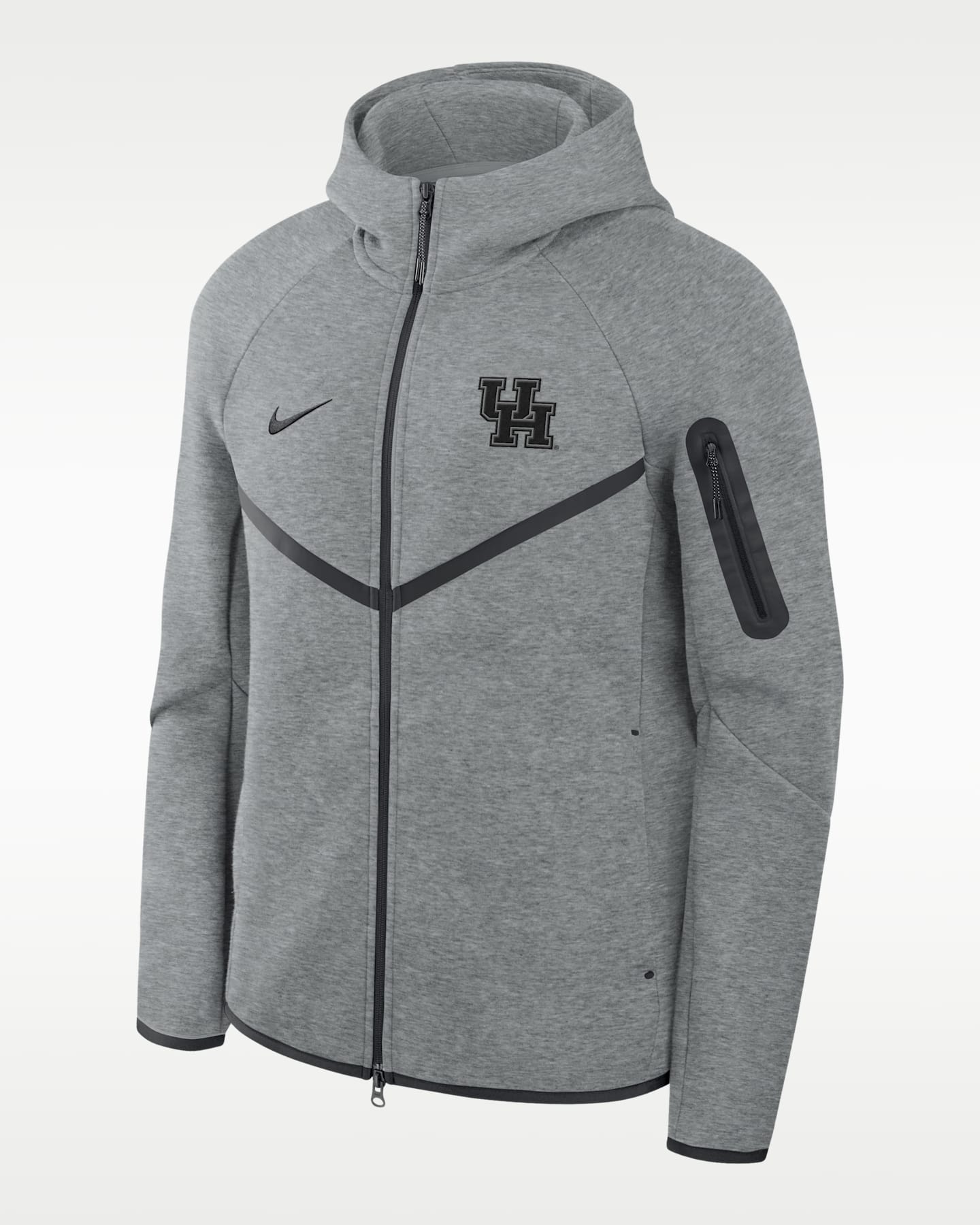 Мужское худи Nike Houston Cougars Tech Basketball Fleece Full-Zip, цвет: Серый — фото 2