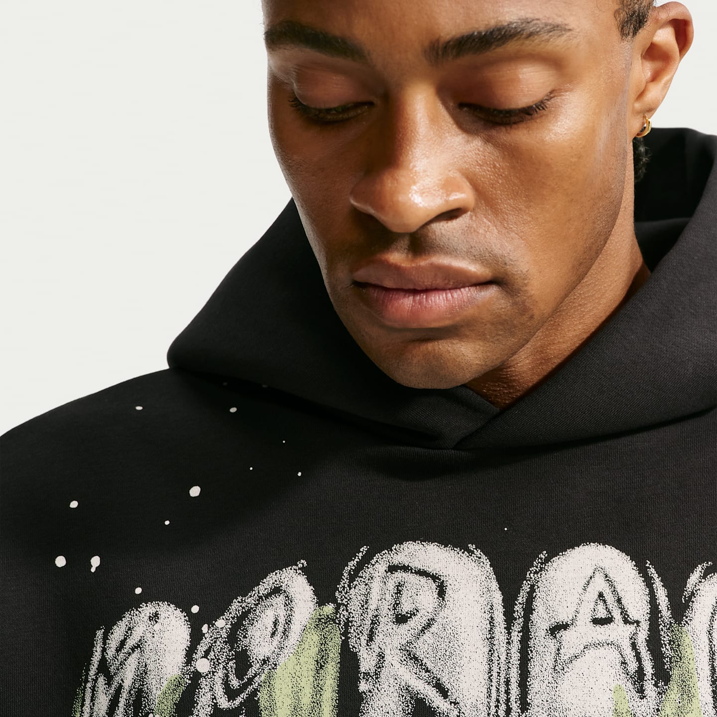 Мужское худи Nike Ja "Halloween" Therma-FIT Brushed Pullover Basketball, цвет: Чёрный / Зелёный — фото 3