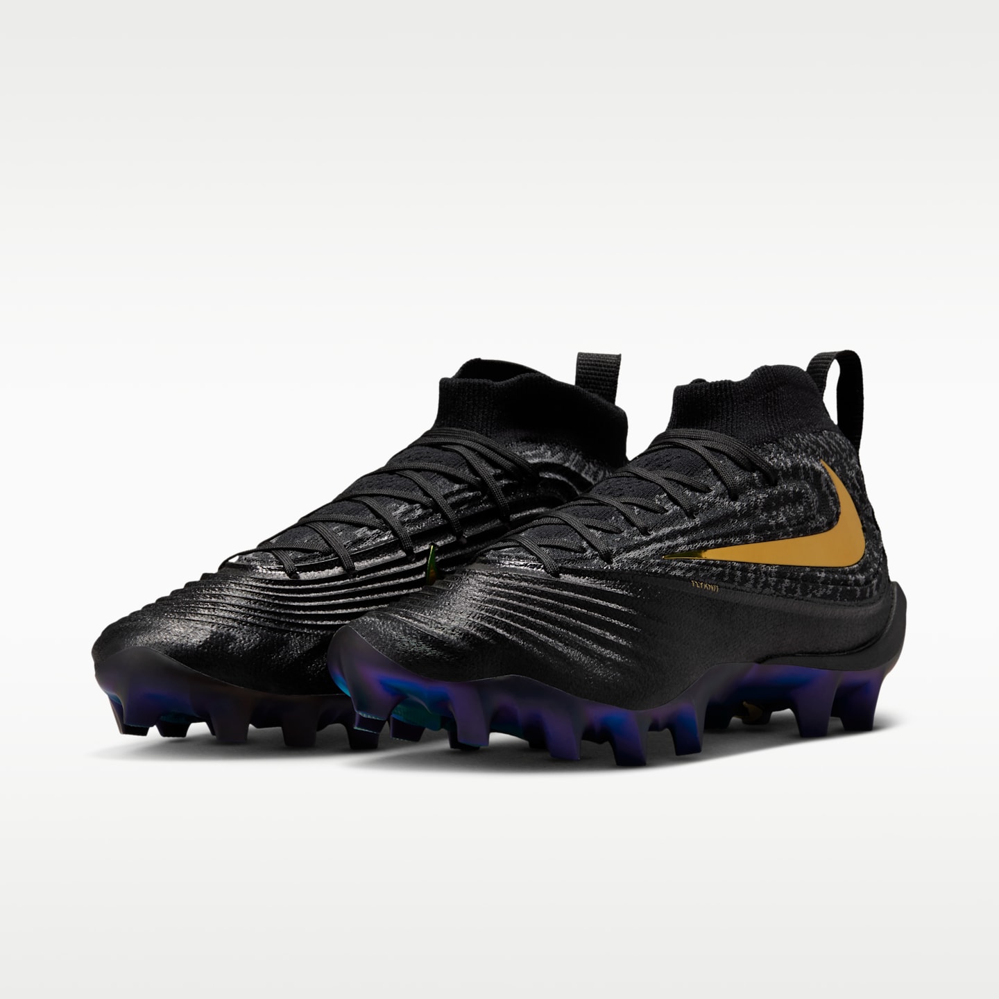 Мужские бутсы Nike Alpha Menace Elite 5 "Saquon Barkley" Football Cleats, цвет: Чёрный / Металлик золотой — фото 5