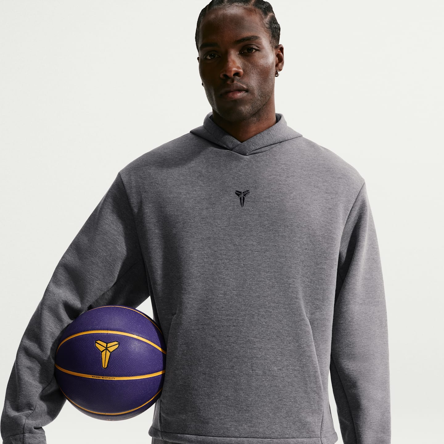 Мужское баскетбольное худи Nike Kobe Dri-FIT, цвет: Чёрный меланжевый / Чёрный — фото 1