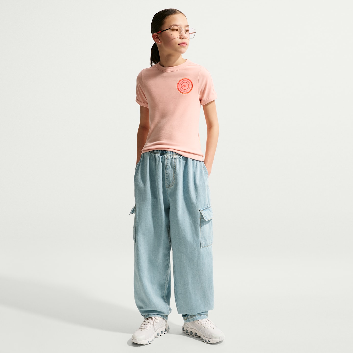 Топ Nike Sportswear Short-Sleeve Rib для девочек, цвет: Оранжевый — фото 4