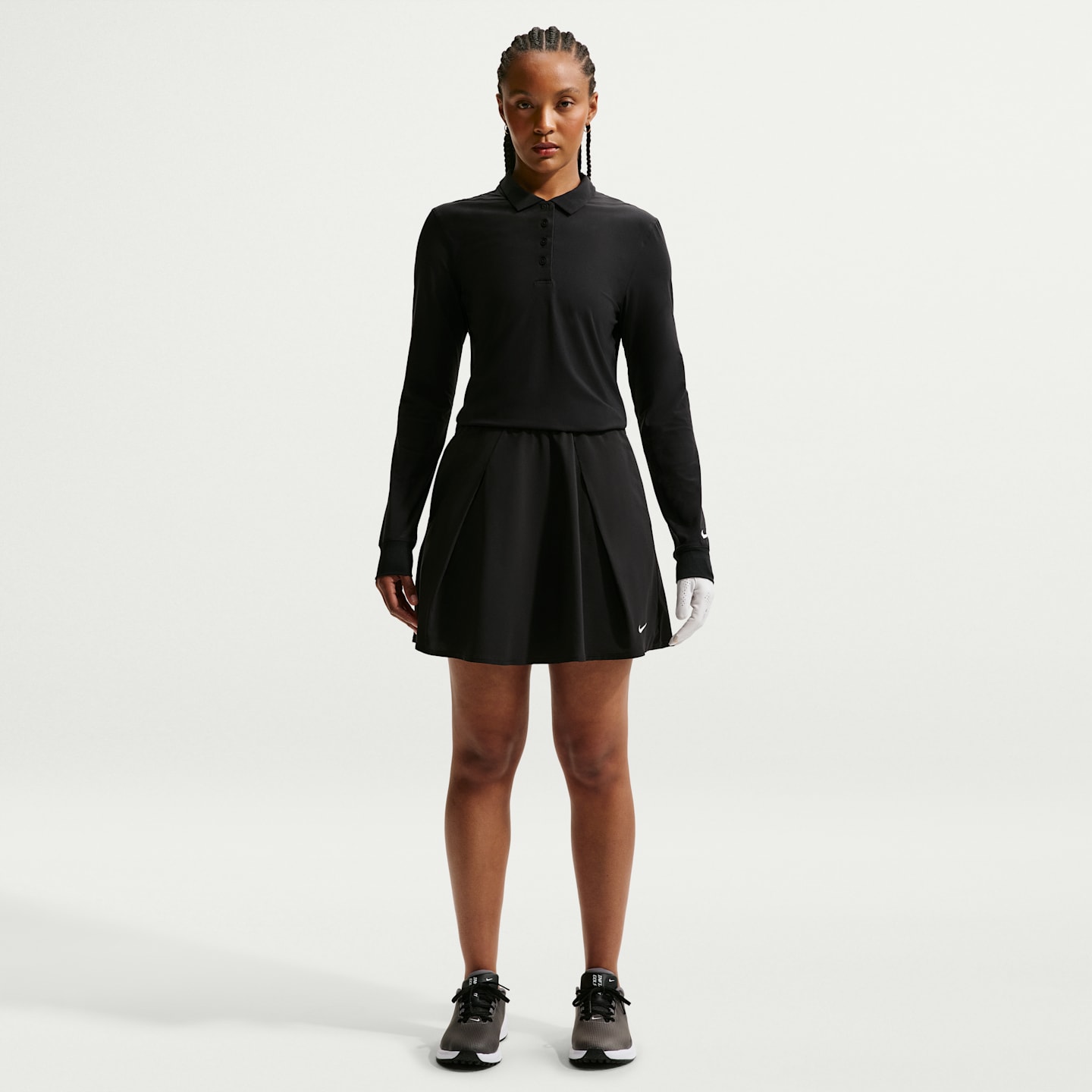 Женское поло Nike Victory Dri-FIT с длинным рукавом, цвет: Чёрный / Белый — фото 4