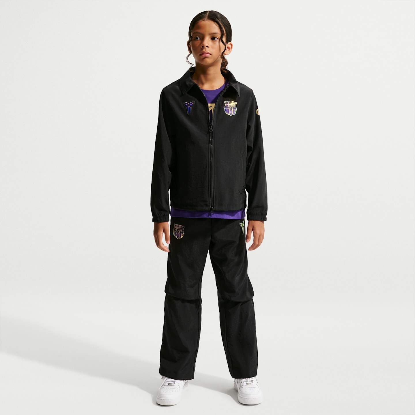 Детская футбольная ветровка Nike FC Barcelona Away Kobe, цвет: Чёрный / Фиолетовый — фото 6