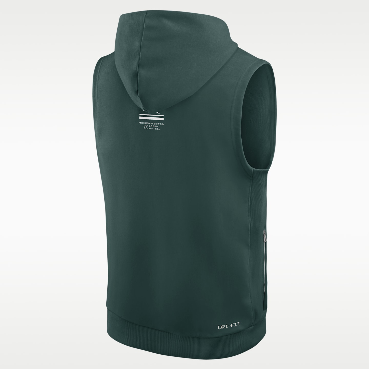 Мужское худи без рукавов Nike Dri-FIT College Michigan State Sideline, цвет: Зелёный — фото 2