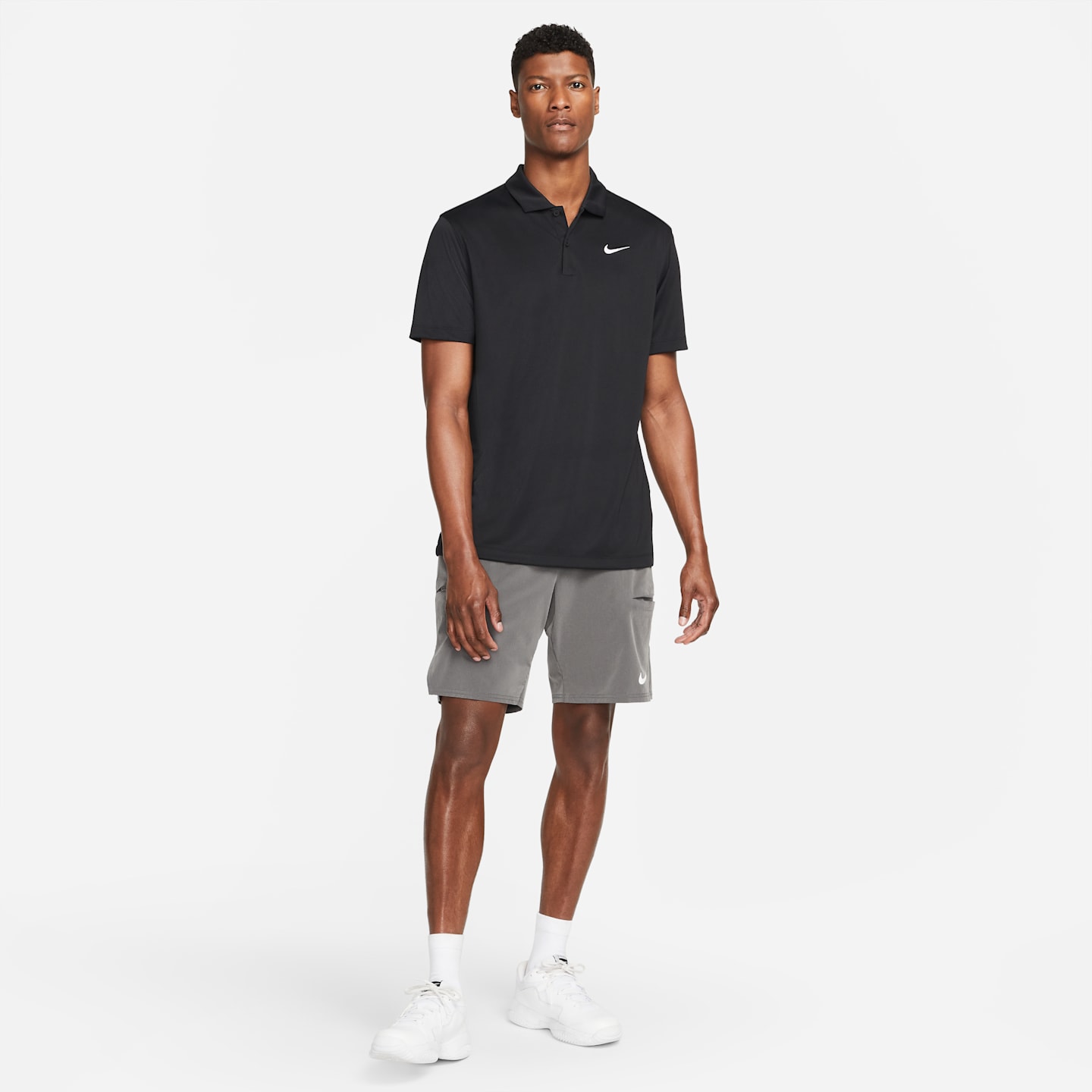 Мужское поло Nike NikeCourt Dri-FIT Tennis Polo, цвет: Чёрный / Белый — фото 4
