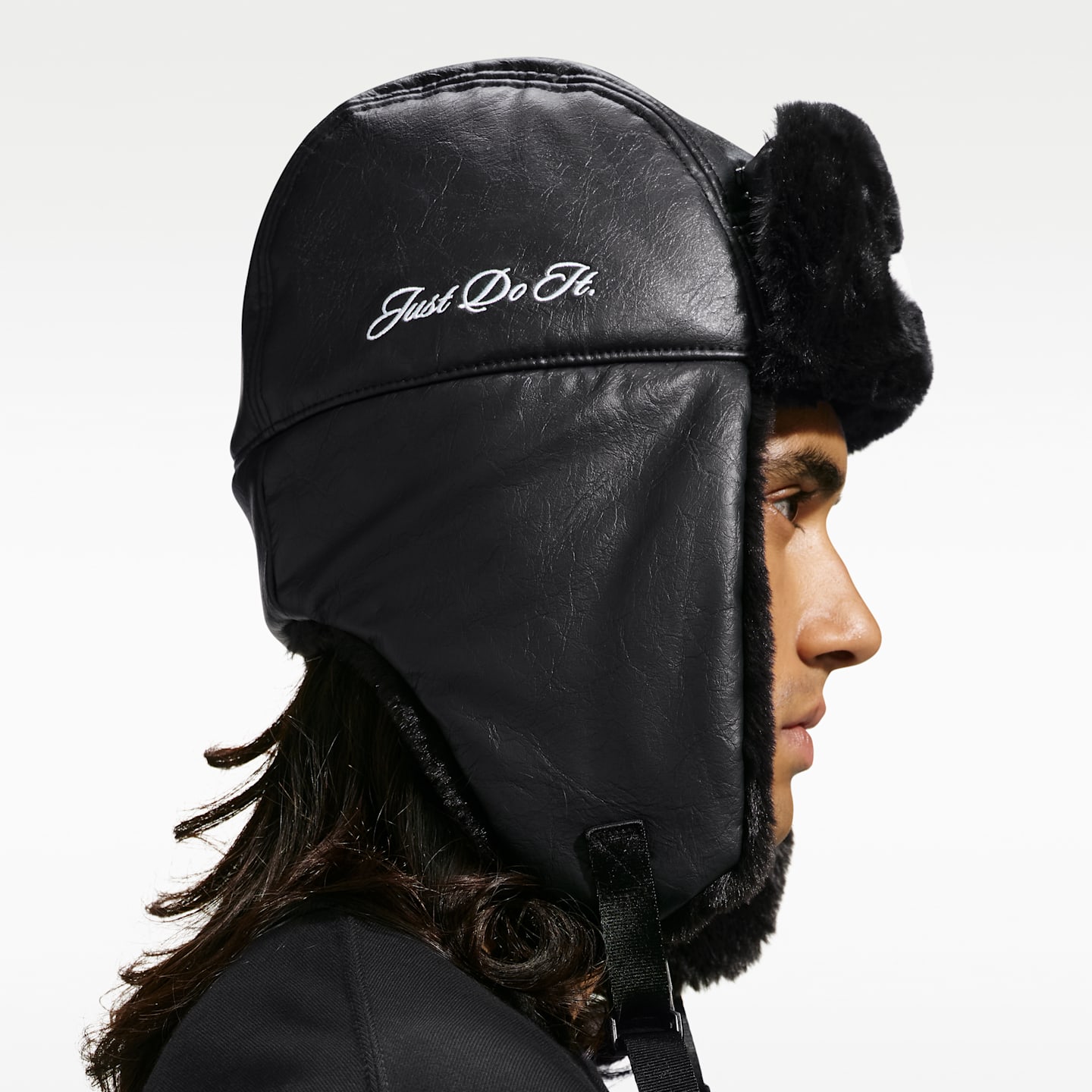 Мужская кепка Nike Fly Leather Trapper, цвет: Чёрный / Антрацитовый — фото 2