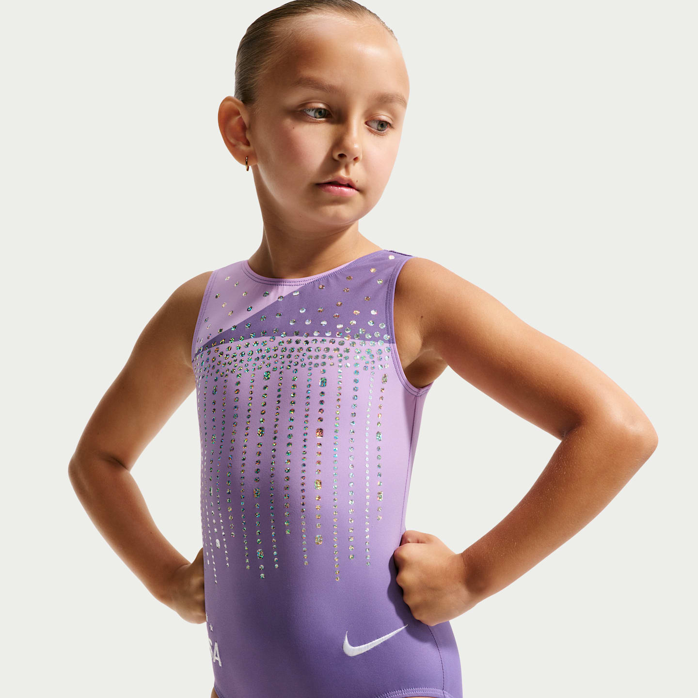 Детский топ Nike Gymnastics American Radiance Leotard, цвет: Лавандовый — фото 2