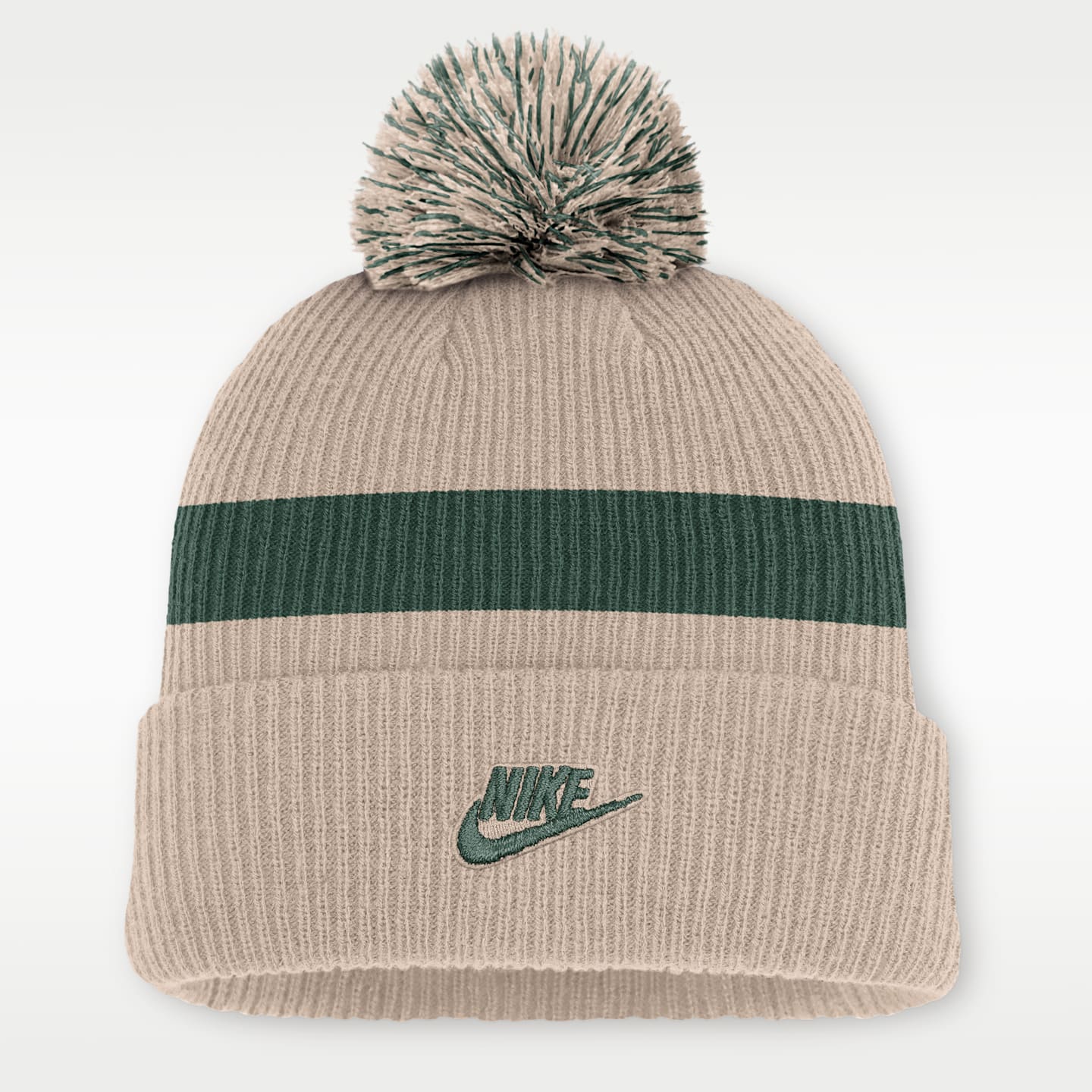Мужская шапка бини Nike Green Bay Packers Rewind Peak NFL с помпоном и отворотом, цвет: Песочный — фото 2