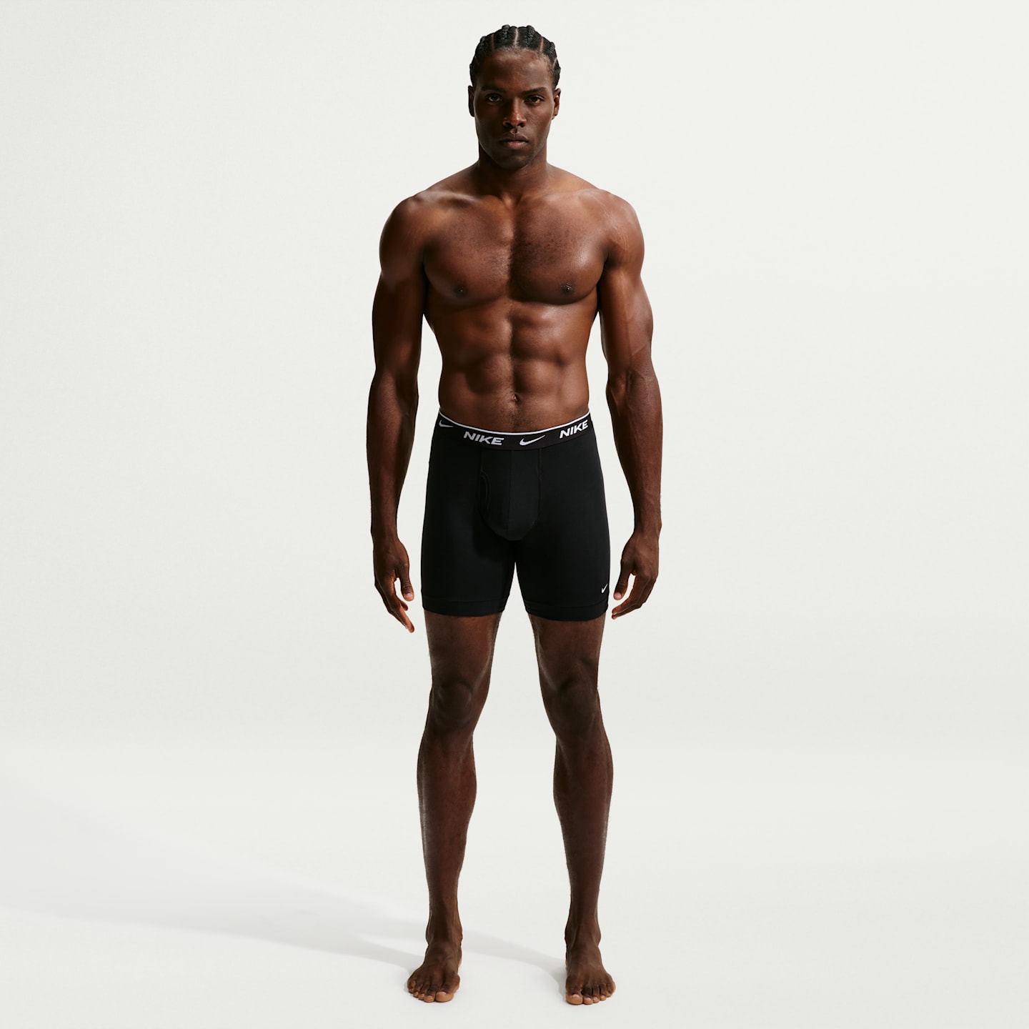 Мужские длинные боксеры-брифы Nike Essential Cotton Stretch Dri-FIT, набор из 3 шт, цвет: Чёрный — фото 1