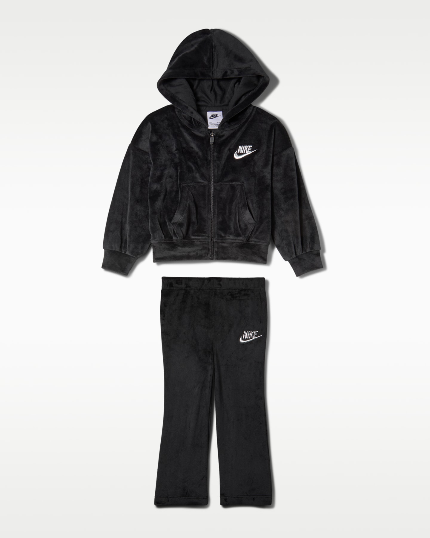 Комплект из двух предметов для малышей Nike: велюровые клёш-леггинсы, 12-24 мес, цвет: Чёрный — фото 4
