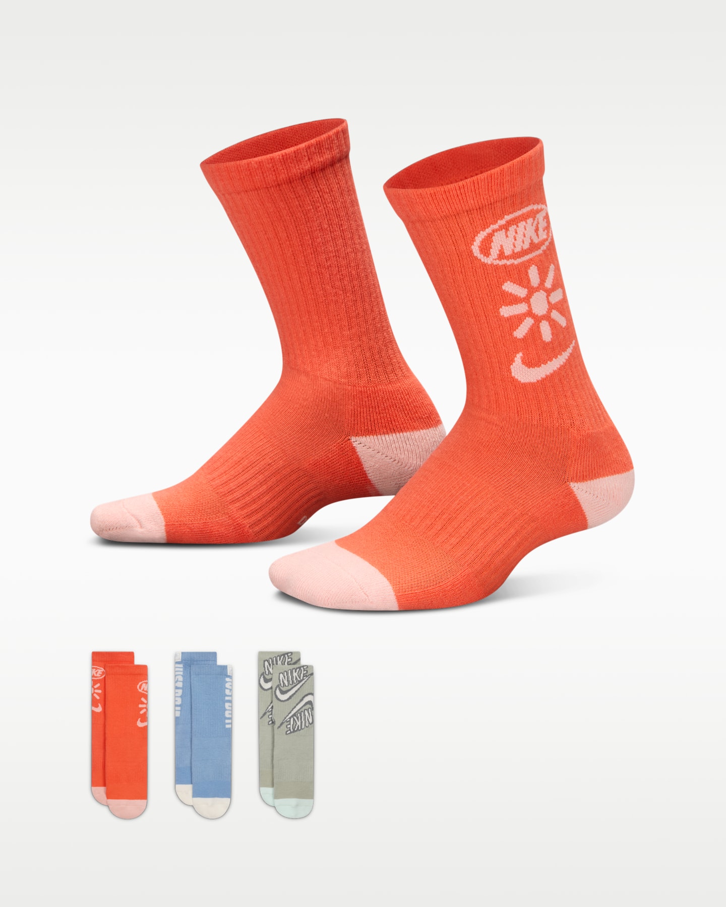 Детские носки Nike Everyday Plus Cushioned, 3 пары, цвет: Разноцветный — фото 5