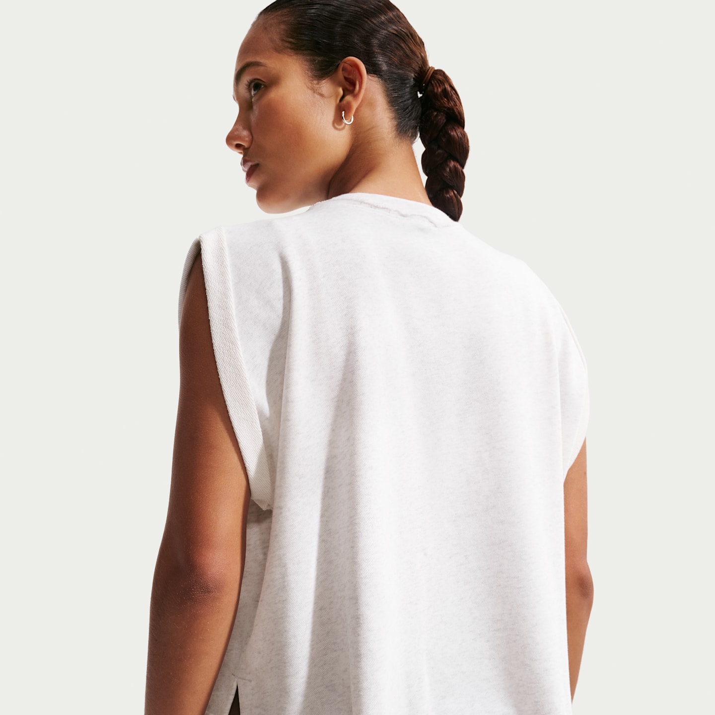 Женская майка Nike Sportswear Chill Terry оверсайз, цвет: Берёзовый меланжевый / Чёрный — фото 2