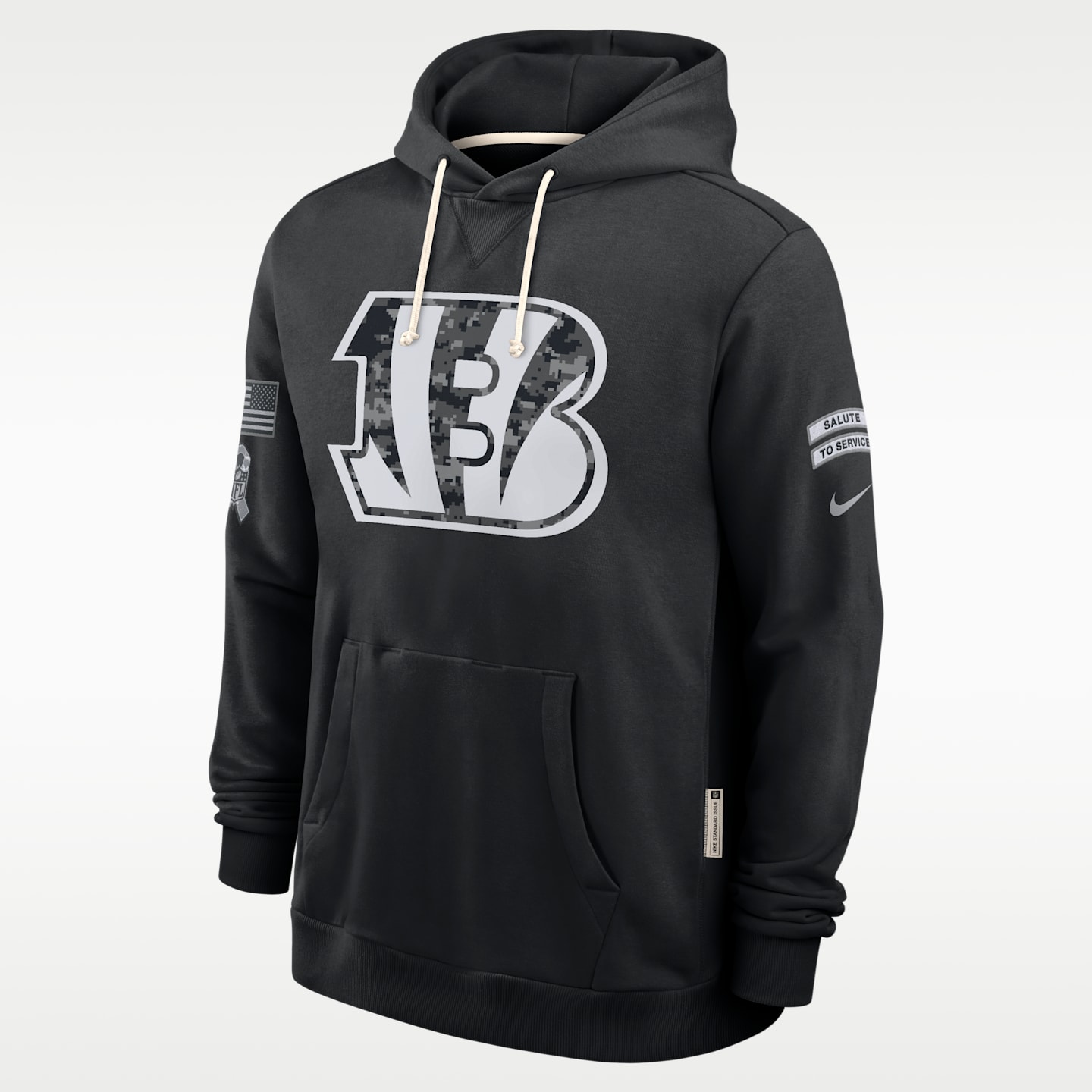 Мужское худи Nike Cincinnati Bengals Salute to Service Sideline Dri-FIT NFL Pullover, цвет: Чёрный — фото 1