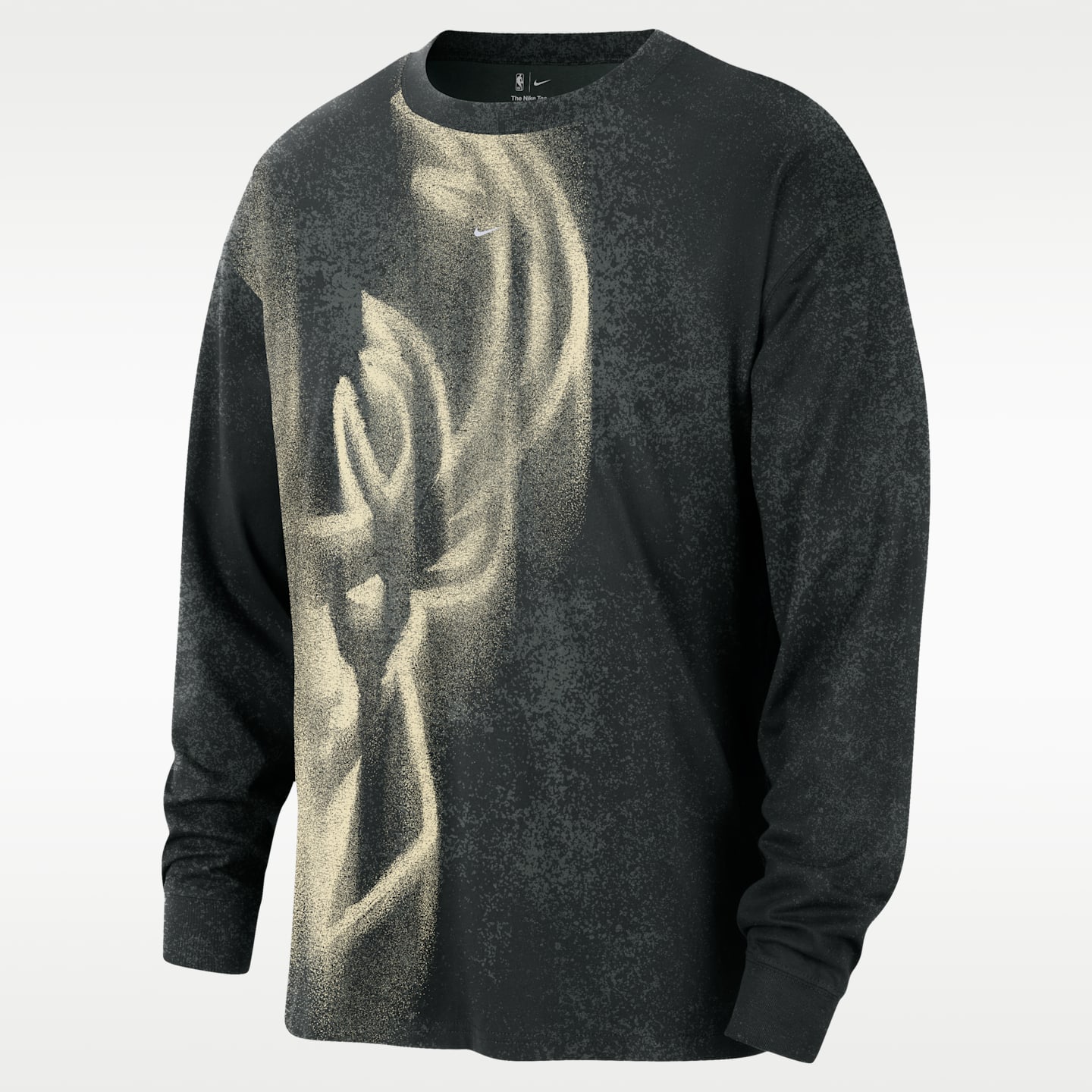Мужская футболка Nike Milwaukee Bucks Essential Anthem Long-Sleeve Basketball, цвет: Ночной тёмно-зелёный — фото 1