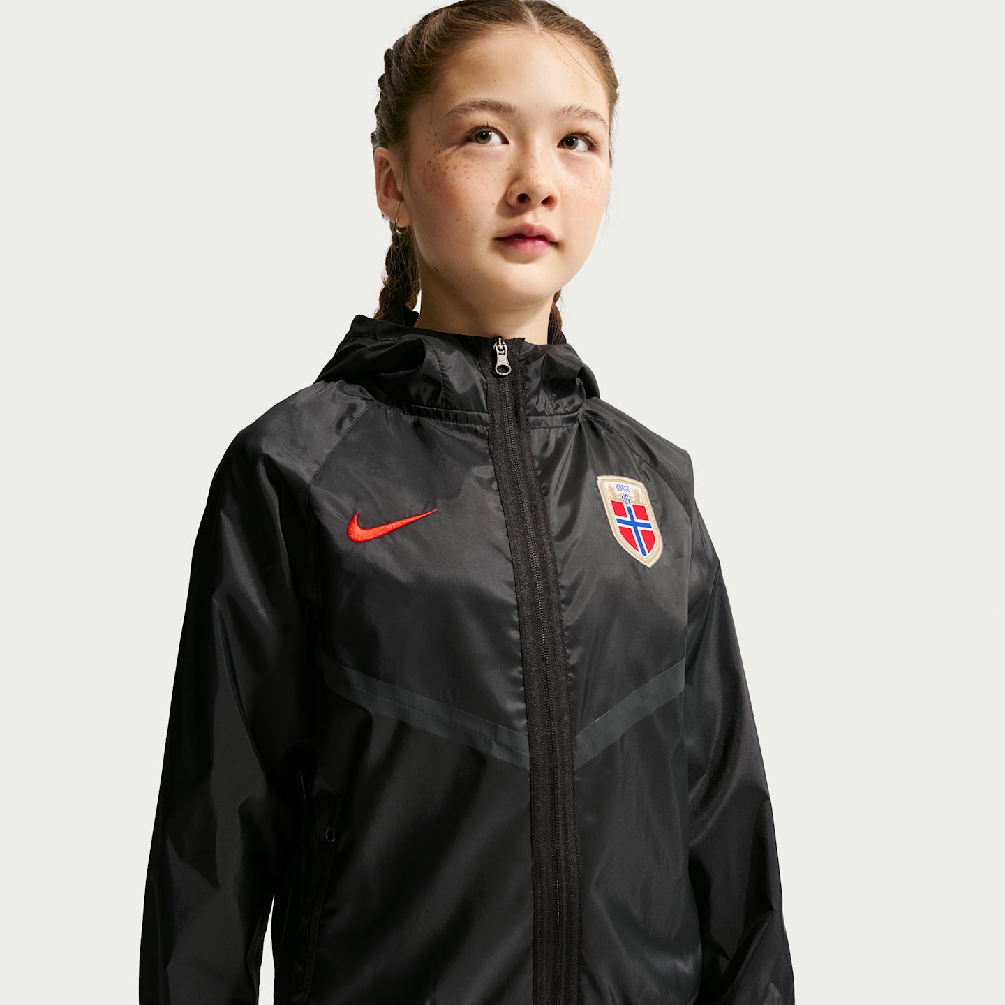 Детская куртка Nike Norway Dri-FIT Soccer Anthem, цвет: Чёрный / Красный — фото 3