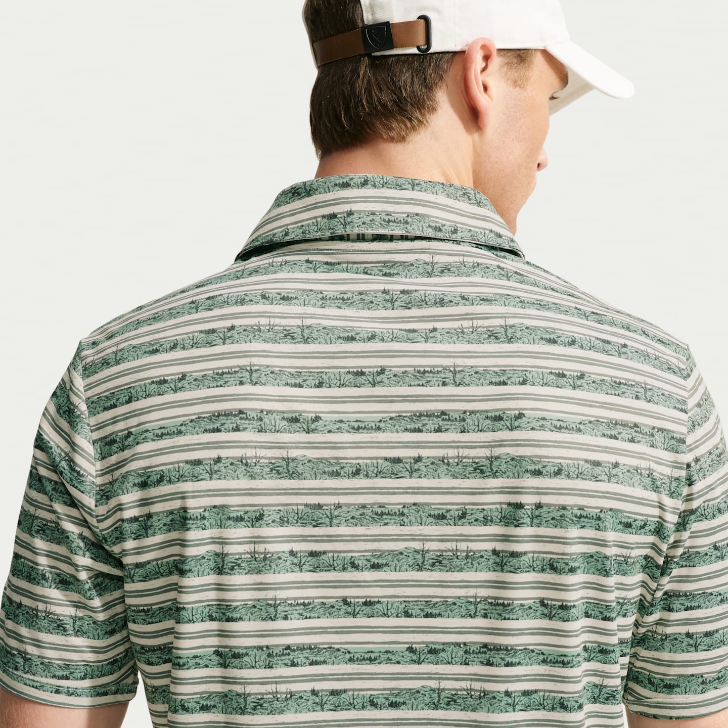 Мужское поло Nike Par Dri-FIT Striped Golf Polo, цвет: Камуфляжный зелёный — фото 2