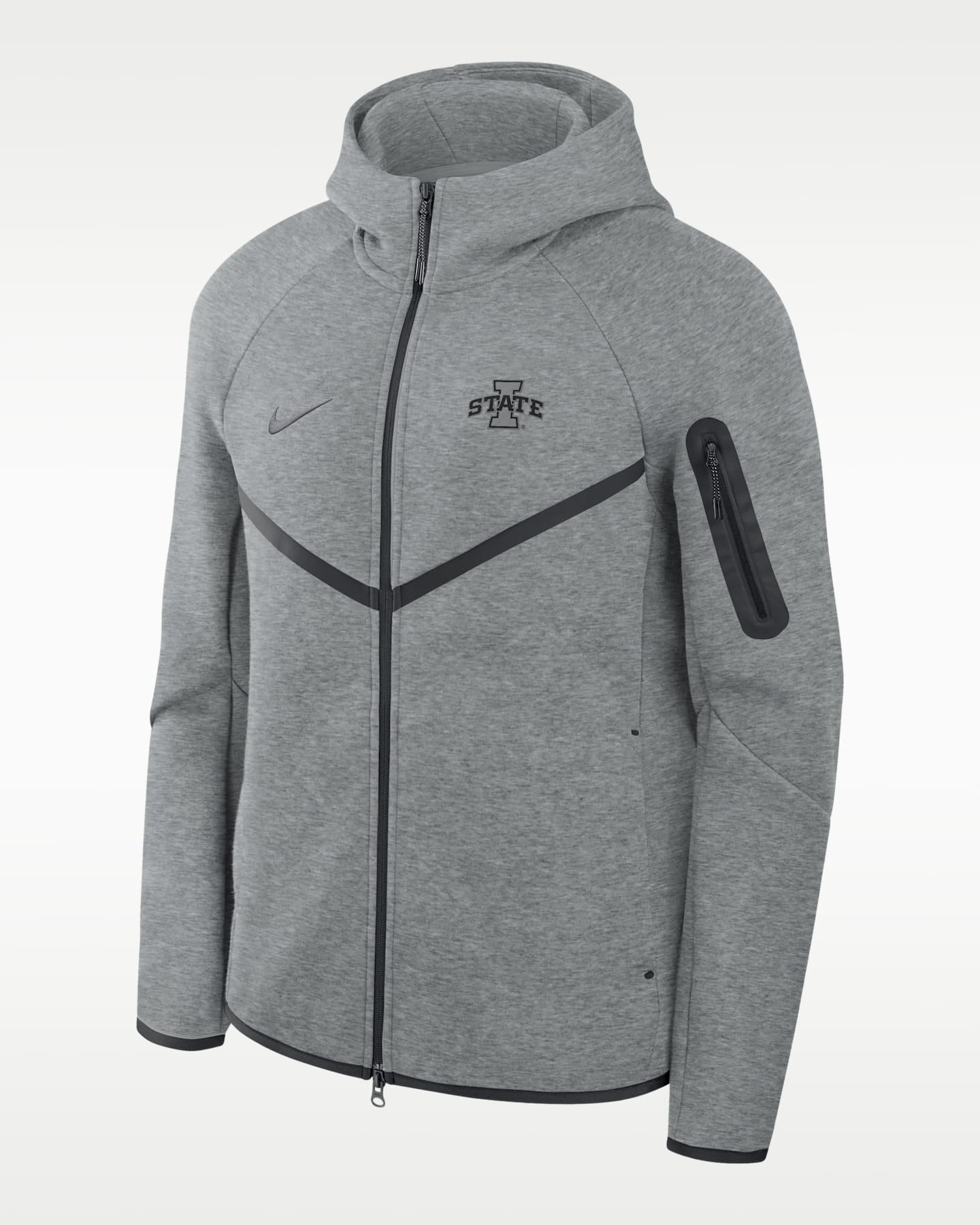 Мужское худи Nike Iowa State Cyclones Tech Basketball Fleece Full-Zip, цвет: Серый — фото 2