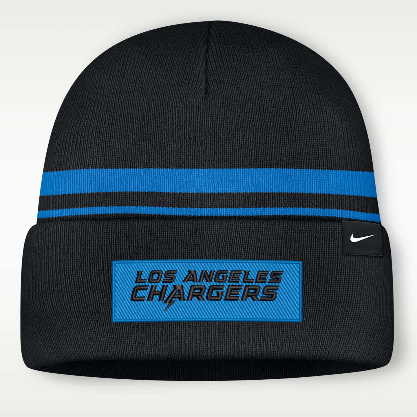 Мужская шапка-бини Nike NFL Los Angeles Chargers Primetime Utility с отворотом, цвет: Чёрный — фото 2
