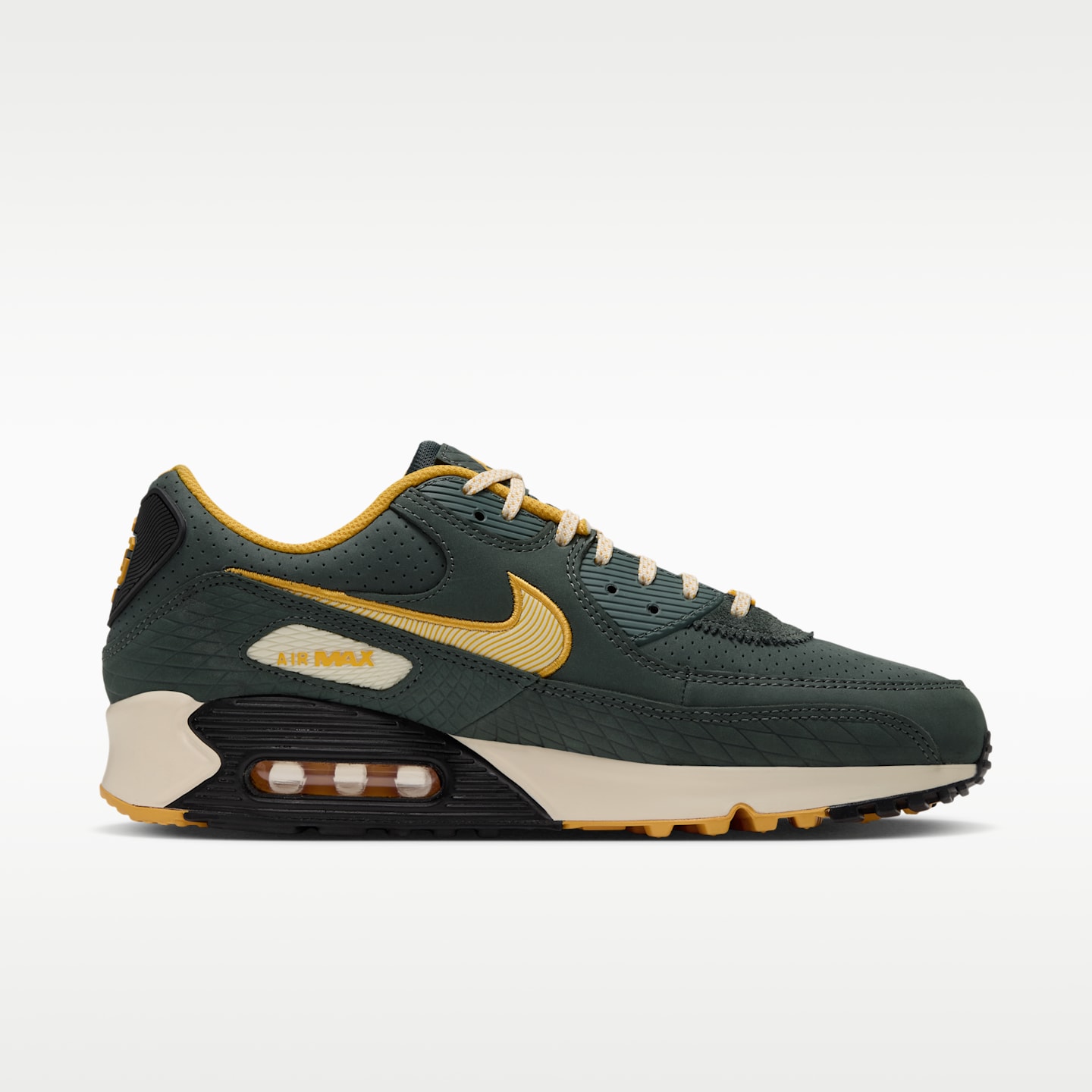 Мужские кроссовки Nike Air Max 90 (Green Bay Packers) NFL, цвет: Зелёный / Золотой — фото 3