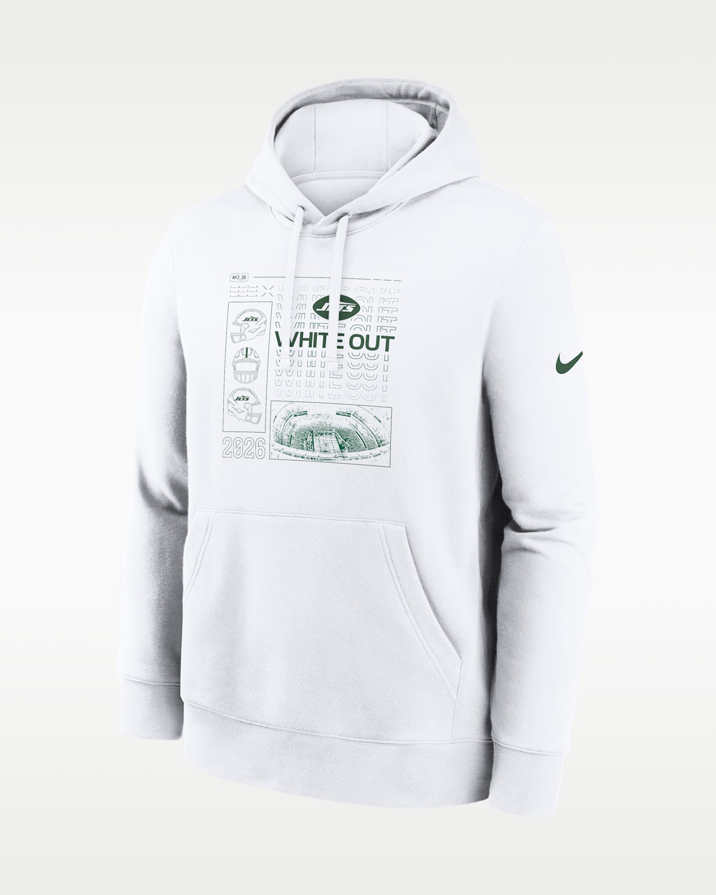 Мужское худи Nike New York Jets White Out NFL Pullover, цвет: Белый — фото 3