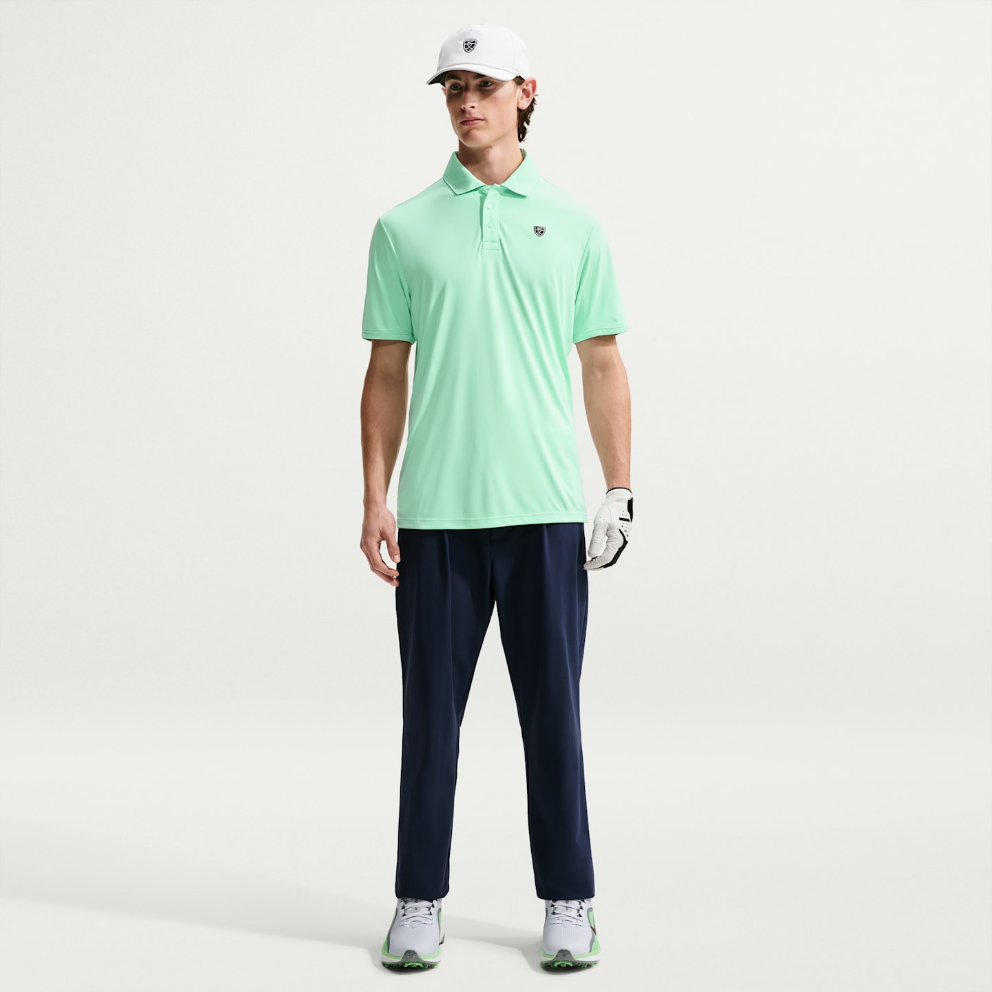 Мужское поло Nike Par Dri-FIT Chest Logo Golf Polo, цвет: Зелёный / Белый — фото 4