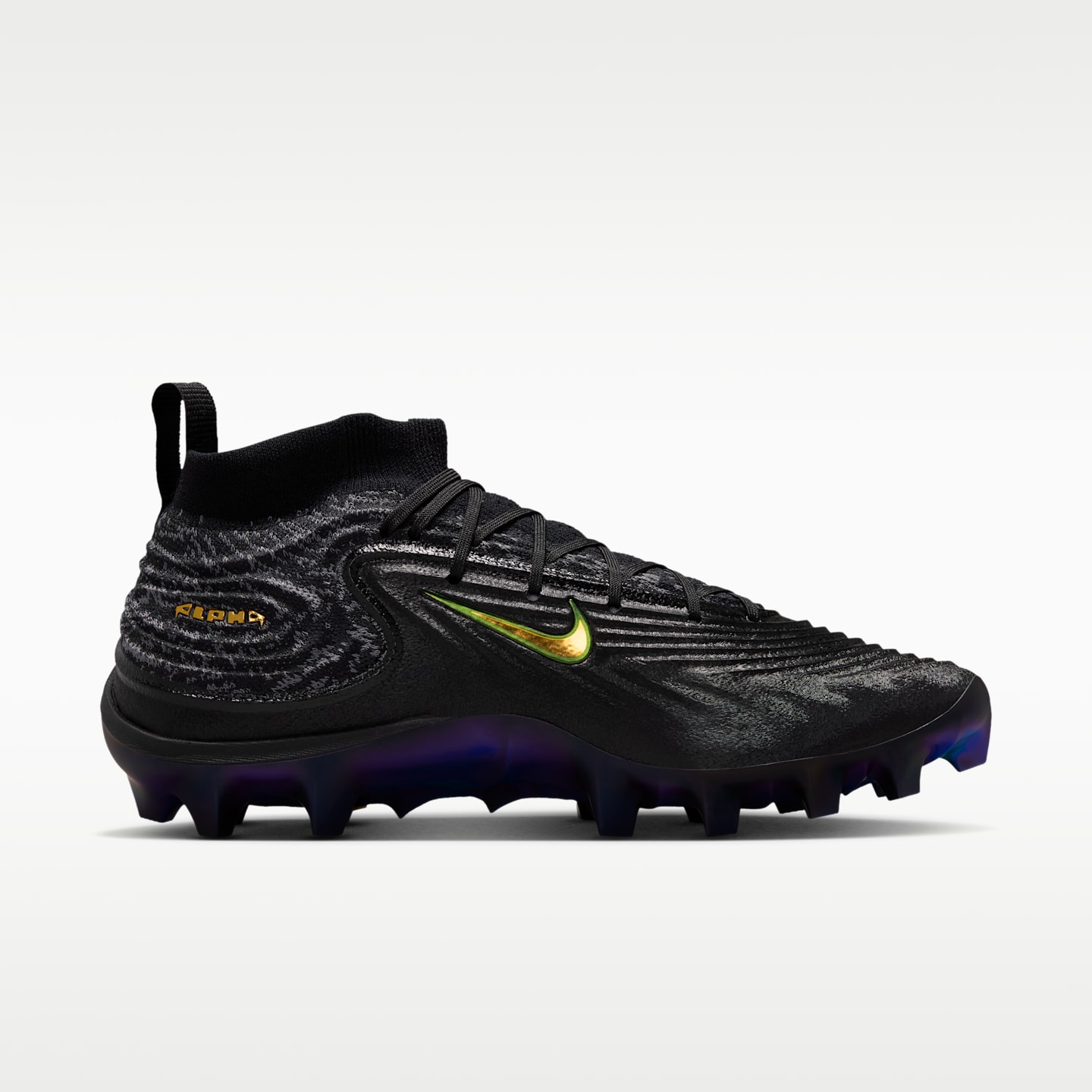 Мужские бутсы Nike Alpha Menace Elite 5 "Saquon Barkley" Football Cleats, цвет: Чёрный / Металлик золотой — фото 3