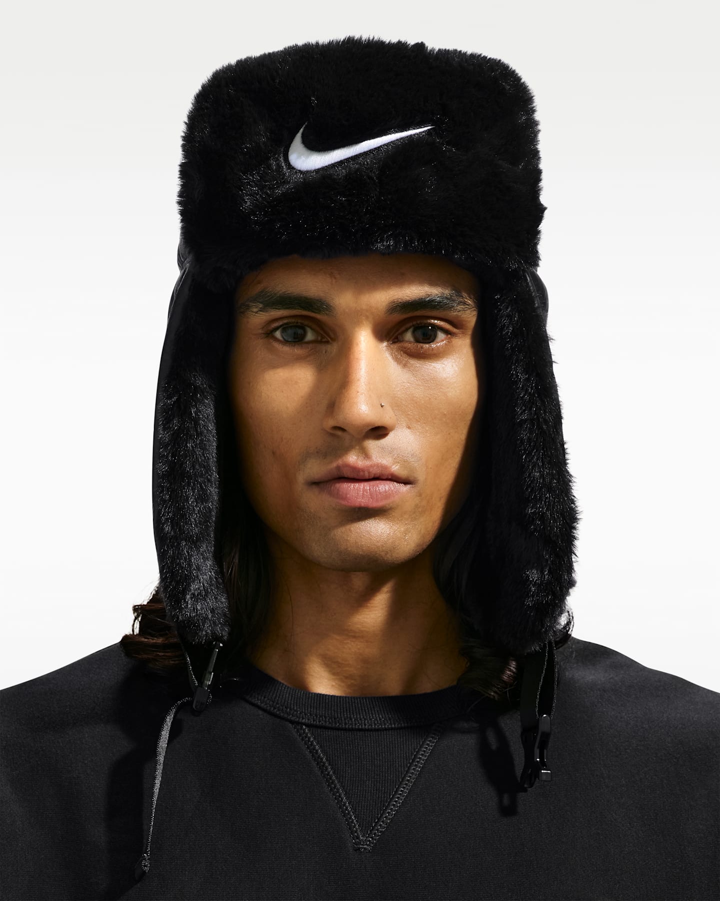 Мужская кепка Nike Fly Leather Trapper, цвет: Чёрный / Антрацитовый — фото 7