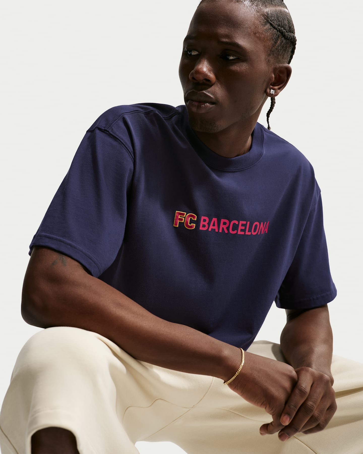 Мужская футбольная футболка Nike FC Barcelona Premium, цвет: Синий — фото 6