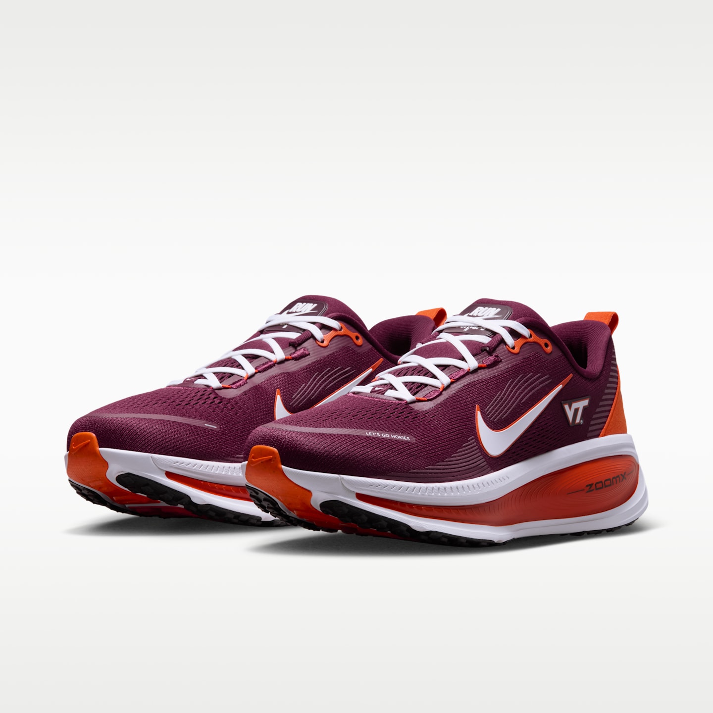 Мужские кроссовки Nike College Vomero 18 (Virginia Tech) Road Running, цвет: Тёмно-бордовый / Оранжевый — фото 5