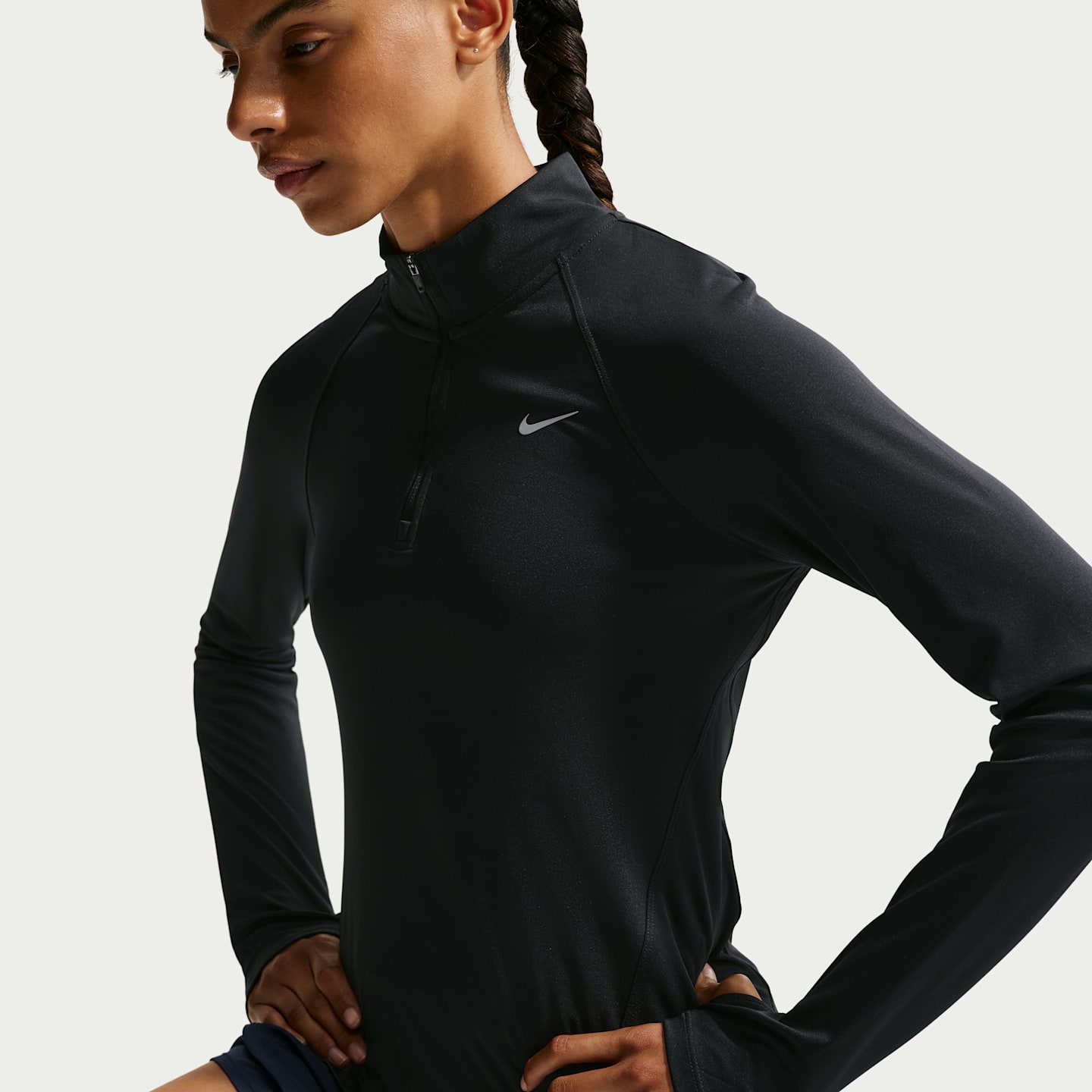 Женский беговой топ Nike Tempo Dri-FIT на молнии 1/4, цвет: Чёрный — фото 3