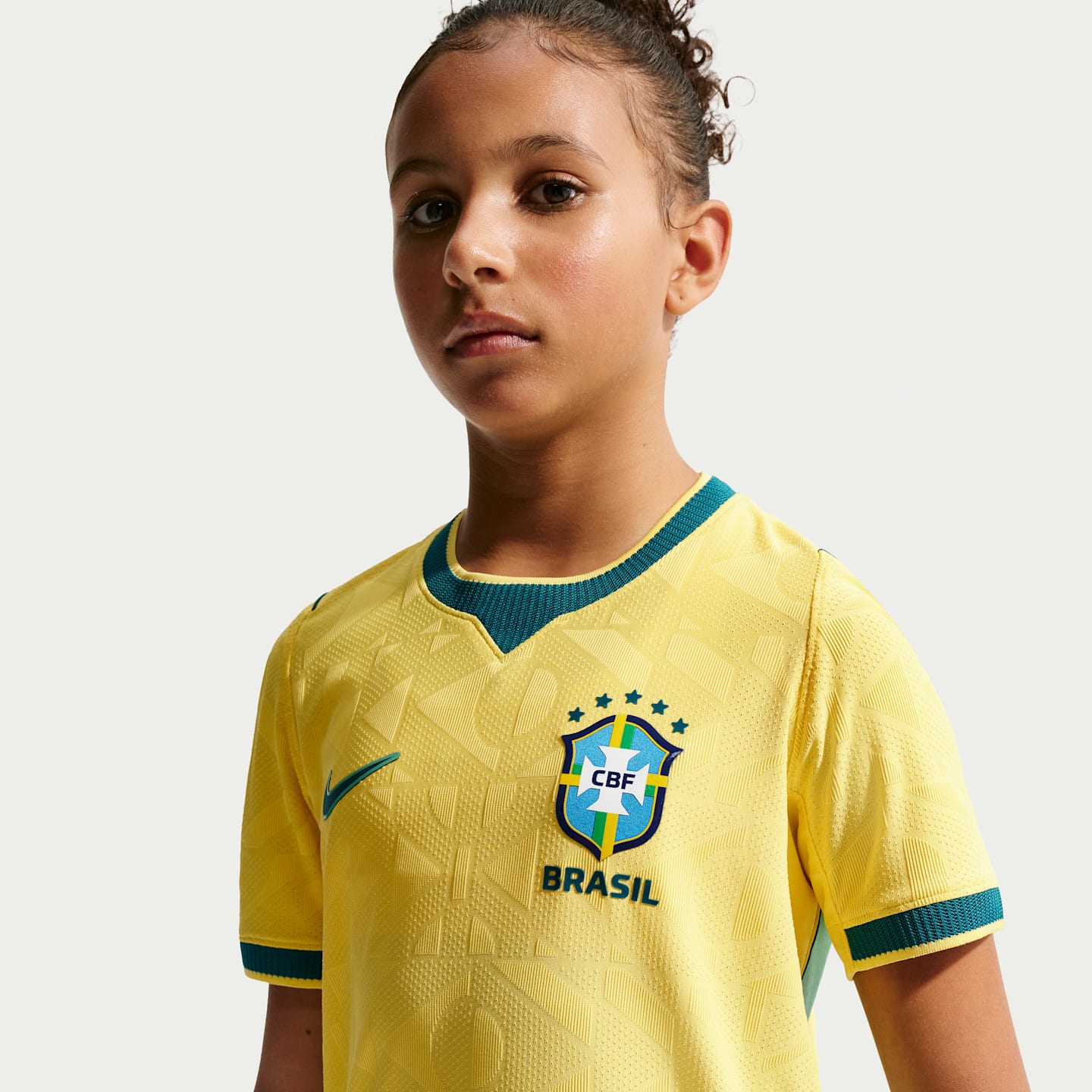 Детский топ Nike Brazil National Team 2026 Match Home Aero-FIT Soccer Jersey, цвет: Бирюзовый — фото 2