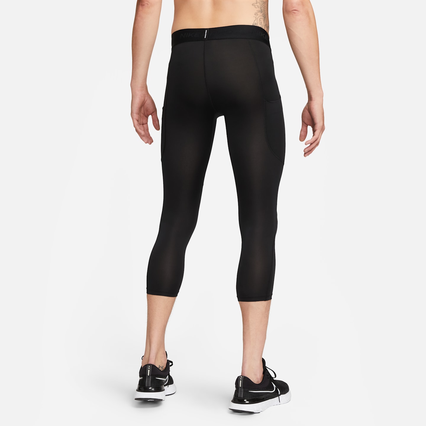 Мужские тайтсы для фитнеса Nike Pro Dri-FIT длиной 3/4, цвет: Чёрный / Белый — фото 2