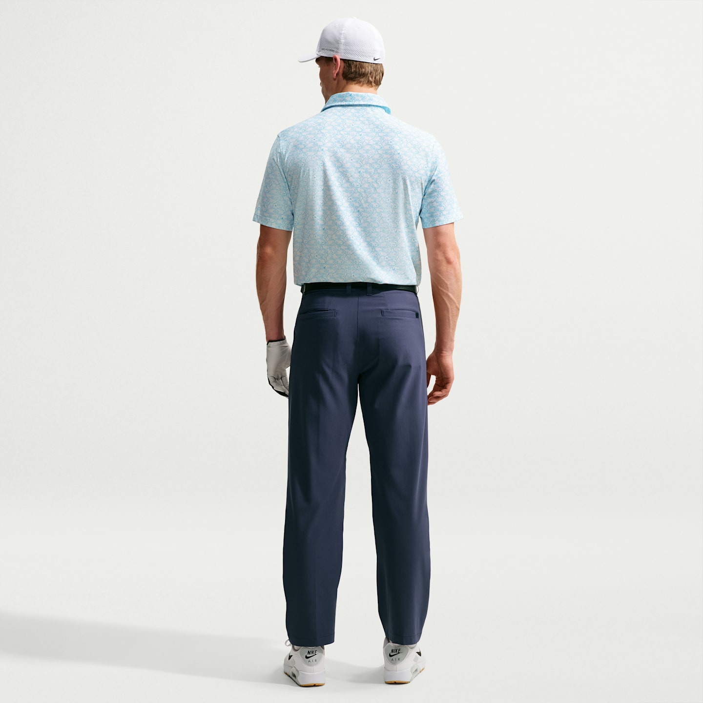 Мужское поло Nike Tailored Performance Microprint Golf Polo, цвет: Синий / Снежный белый — фото 5