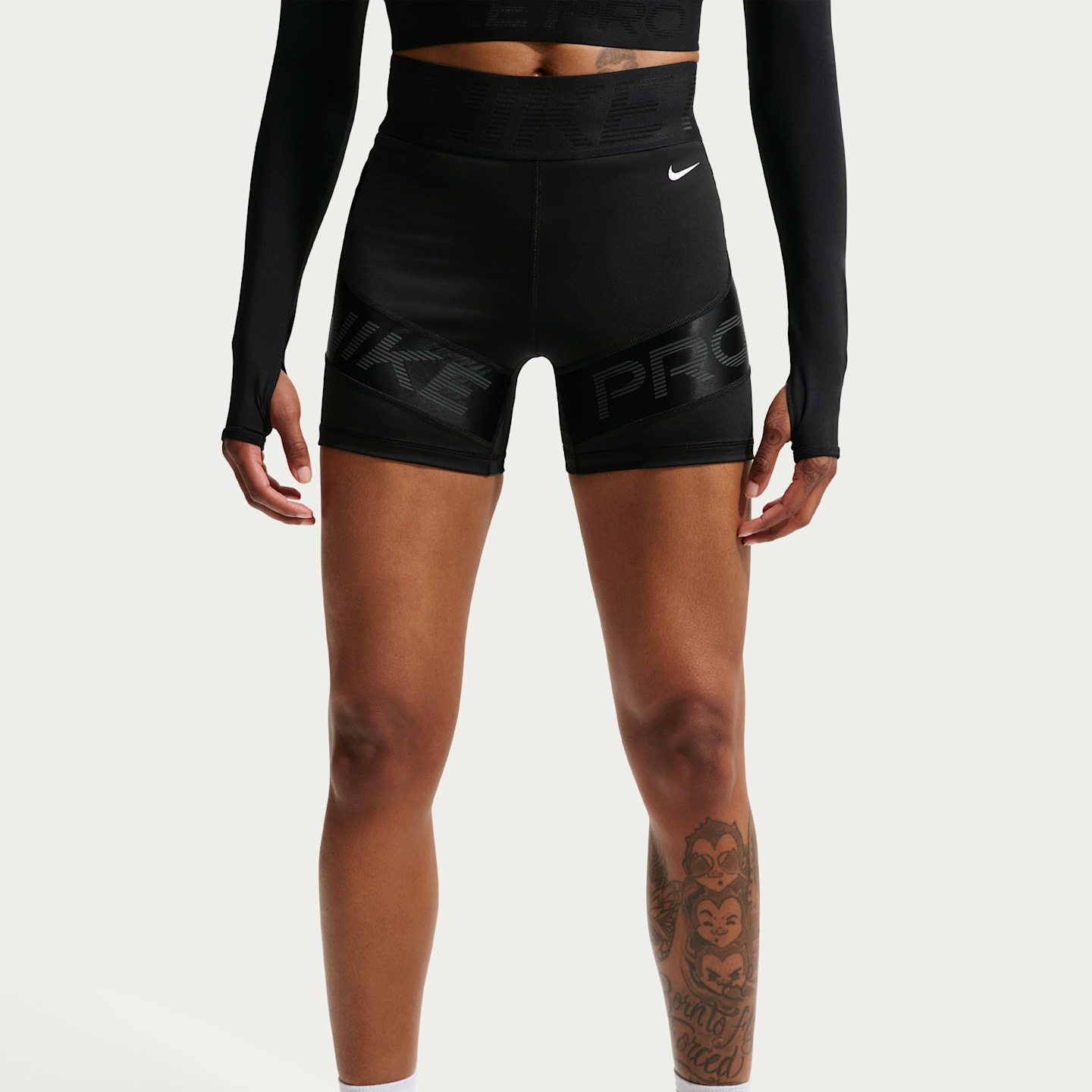 Женские байкерские шорты Nike Pro Sculpt Dri-FIT 5" с высокой талией, цвет: Чёрный / Антрацитовый — фото 2