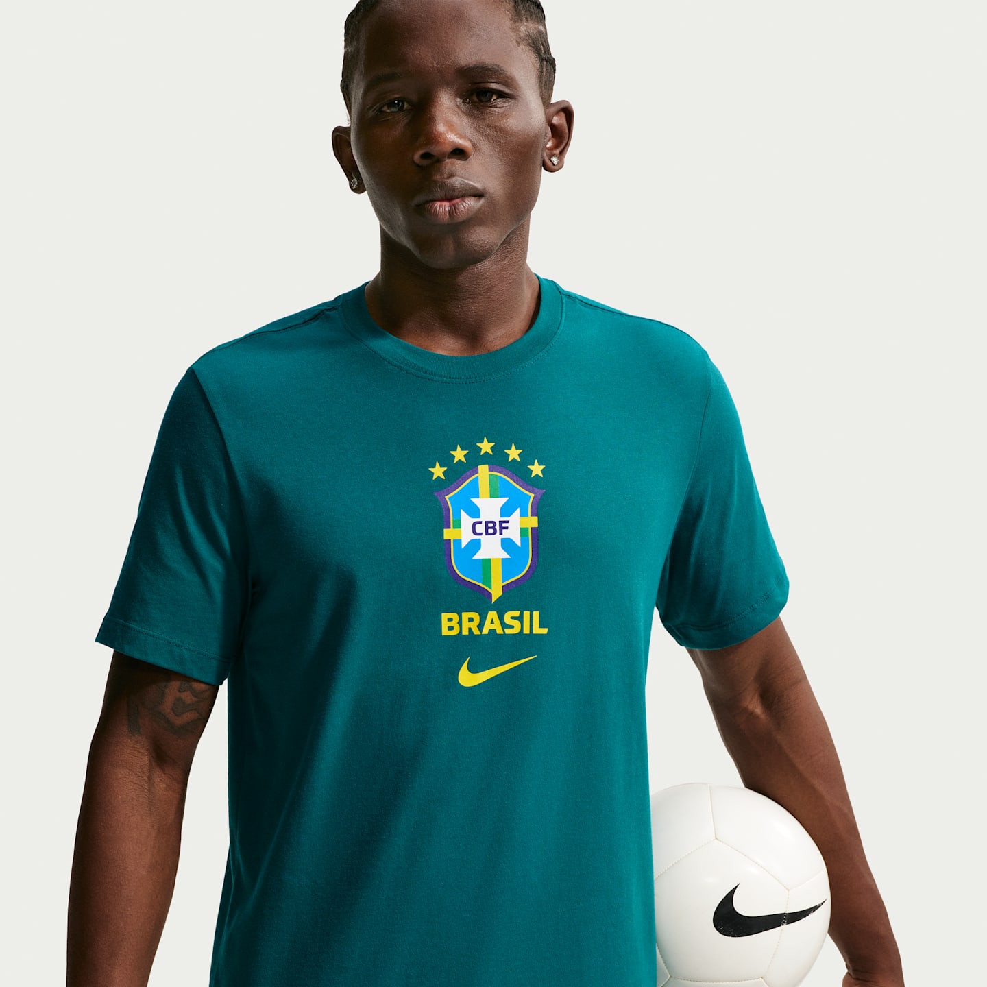 Мужская футбольная футболка Nike Brazil, цвет: Бирюзовый — фото 1