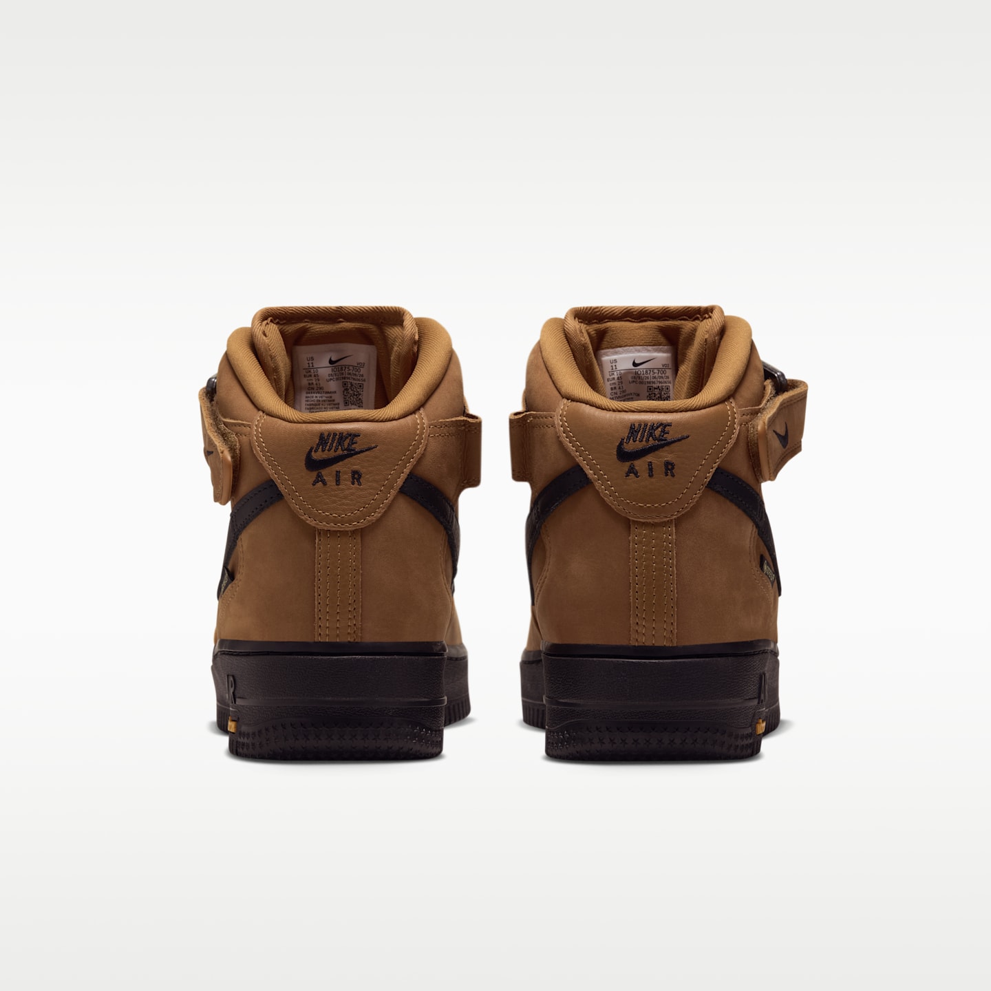 Мужские кроссовки Nike Air Force 1 Mid '07 GORE-TEX Vibram, цвет: Пшеничный / Оранжевый — фото 6