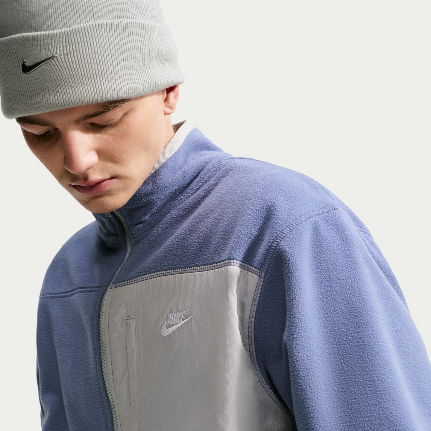 Мужская куртка на молнии Nike Club Therma-FIT, цвет: Синий / Серый — фото 3