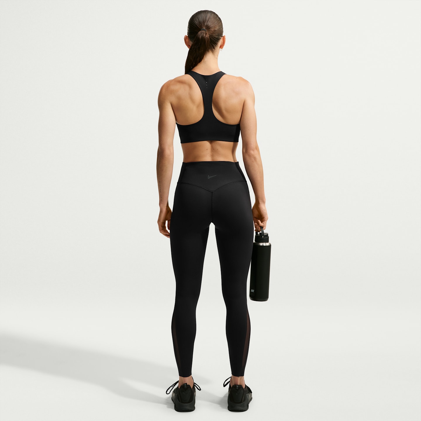 Женские сетчатые легинсы Nike Universa с высокой талией, длина 7/8, цвет: Чёрный / Серый — фото 5