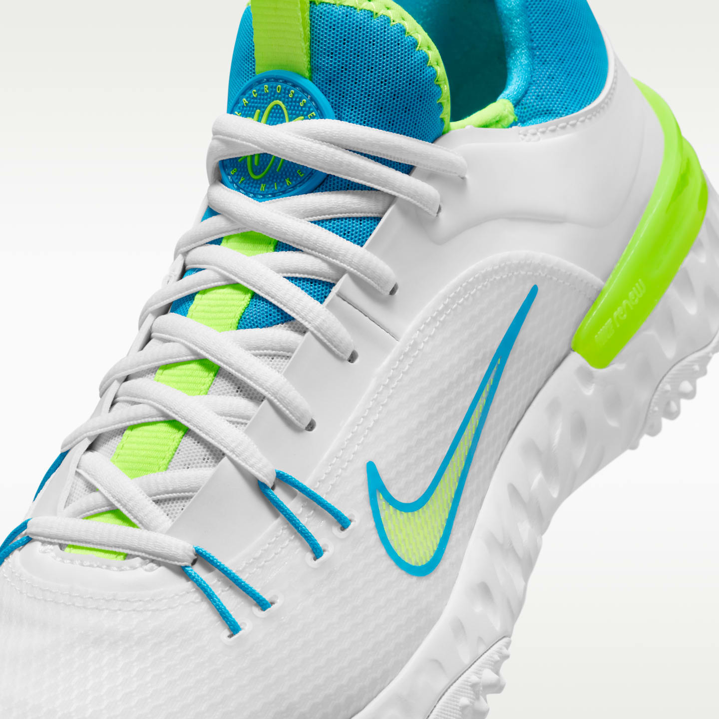 Женские кроссовки Nike Huarache 9 Elite TF LAX SE Lacrosse, цвет: Белый / Кислотно-жёлтый — фото 7