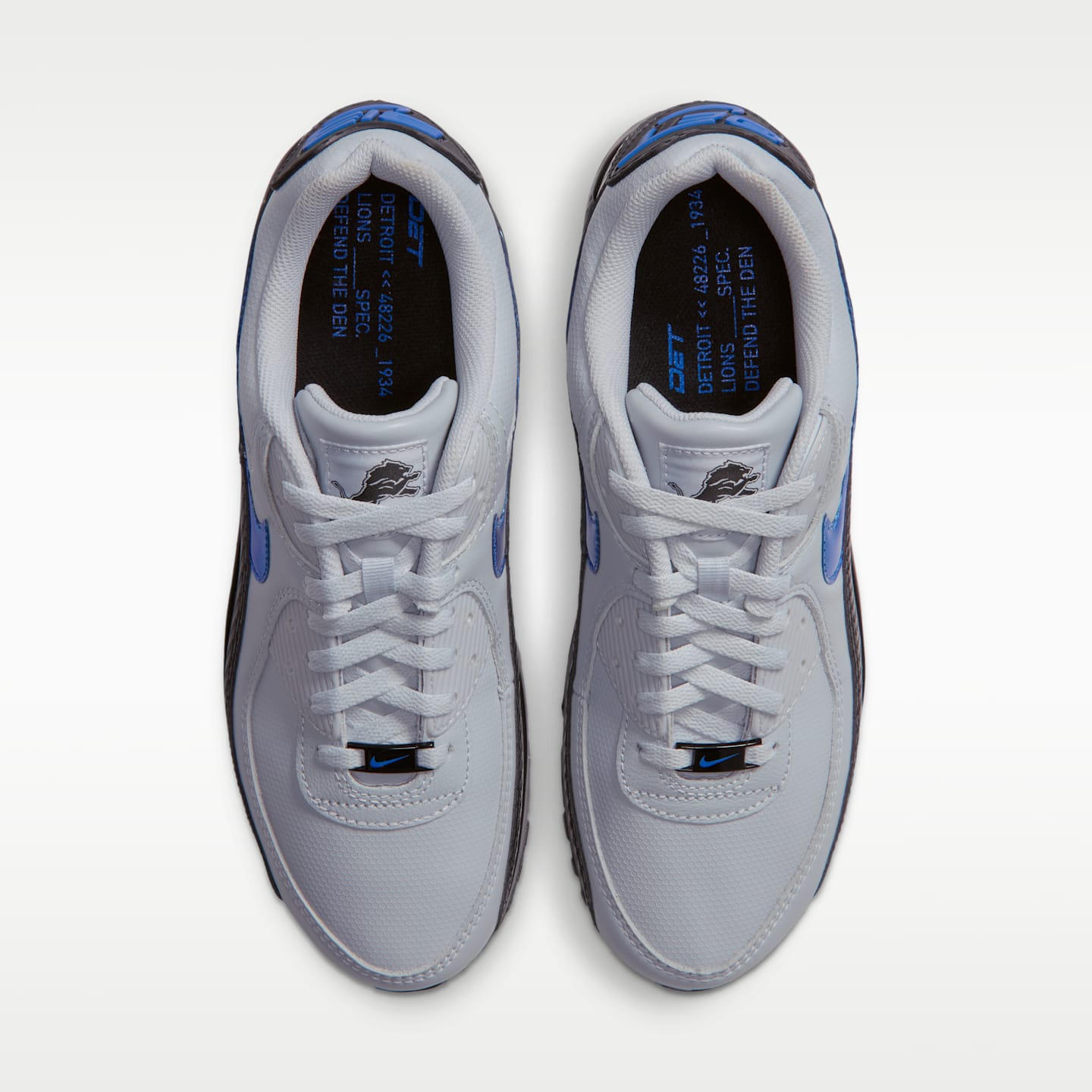 Мужские кроссовки Nike Air Max 90 (Detroit Lions) NFL, цвет: Серебряный / Чёрный — фото 4