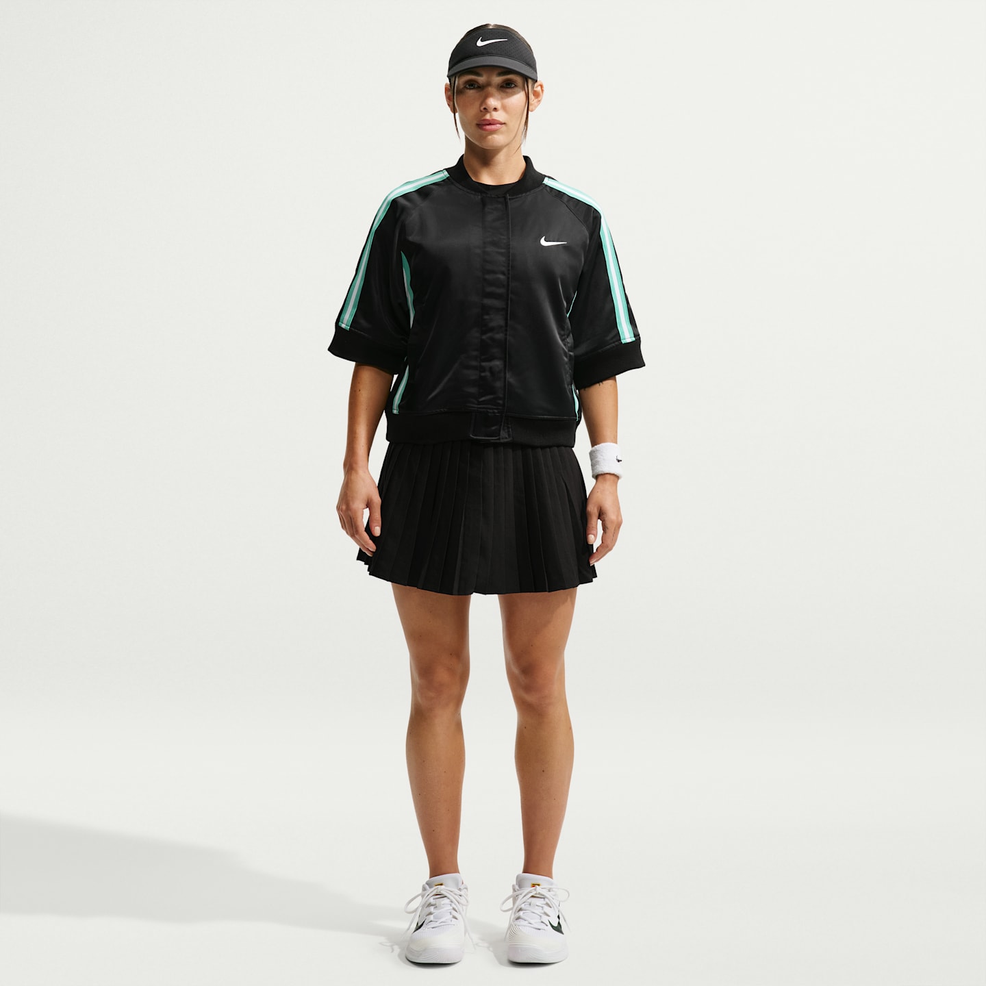 Женская теннисная куртка NikeCourt Slam, цвет: Чёрный / Мятный — фото 4