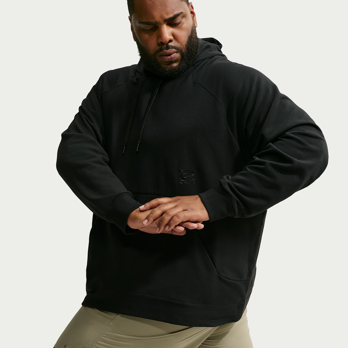 Мужское тренировочное флисовое худи Nike N.A.C. Dri-FIT оверсайз, цвет: Чёрный — фото 8