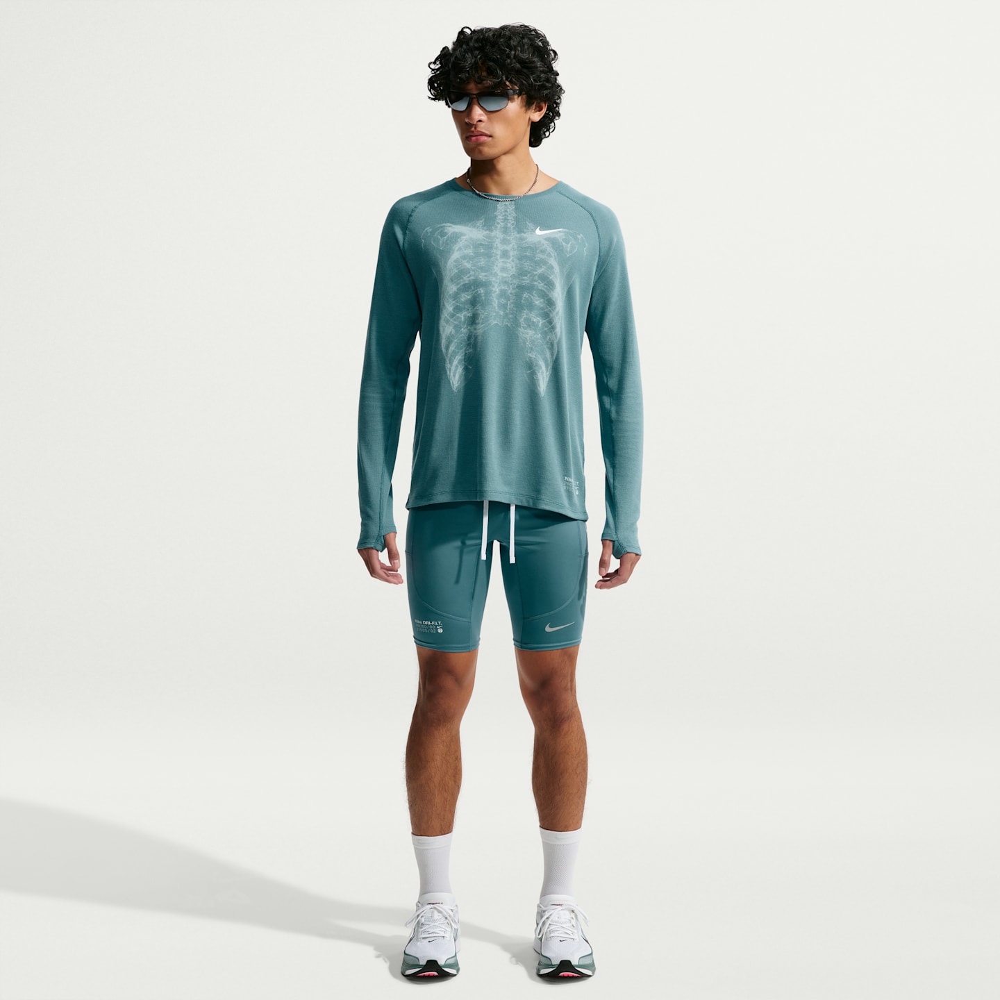 Мужской топ Nike Stride Dri-FIT Waffle с круглым вырезом, цвет: Синий / Белый — фото 4