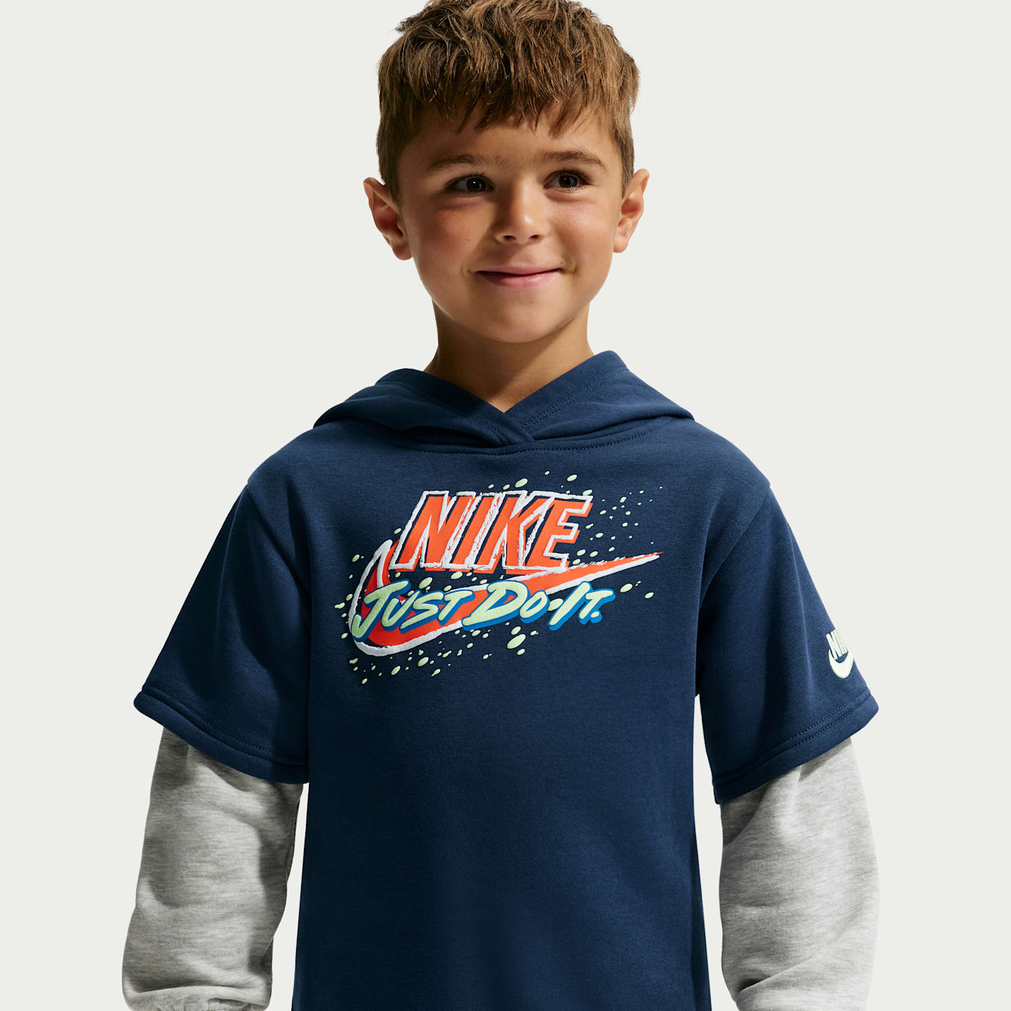 Детские комплекты Nike Sportswear Snow Motion Twofer Fleece 2-Piece Set, цвет: Серый меланжевый — фото 2