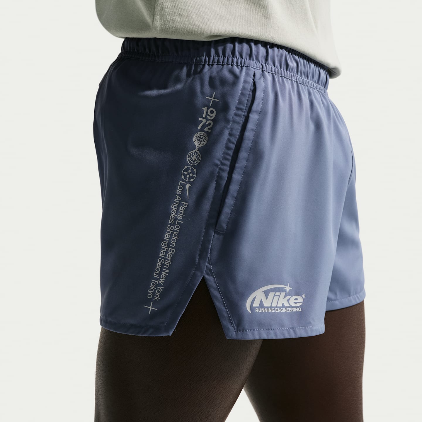 Мужские беговые шорты Nike Dri-FIT 3" со встроенными брифами, цвет: Синий / Средний пепельный — фото 3