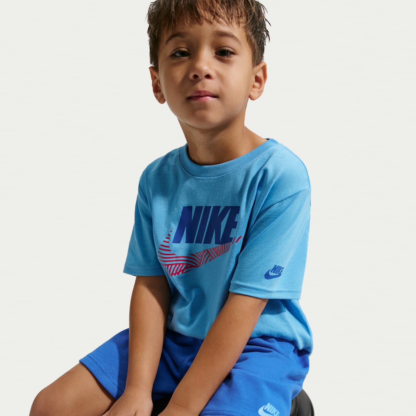 Детский комплект Nike Sportswear In The Zone 2-Piece Relaxed French Terry Shorts Set, цвет: Королевский синий — фото 6