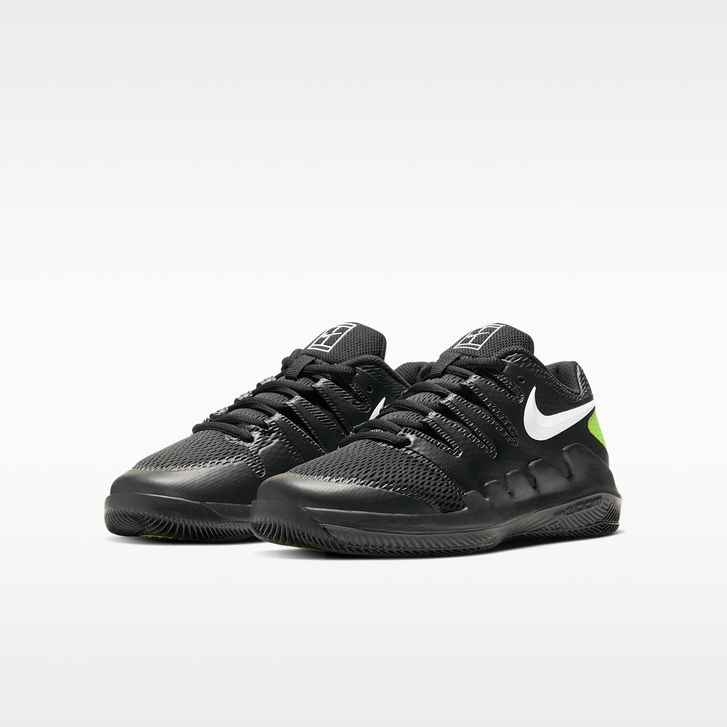Детские кроссовки Nike NikeCourt Jr. Vapor X Tennis Shoes, цвет: Чёрный / Кислотно-жёлтый — фото 5