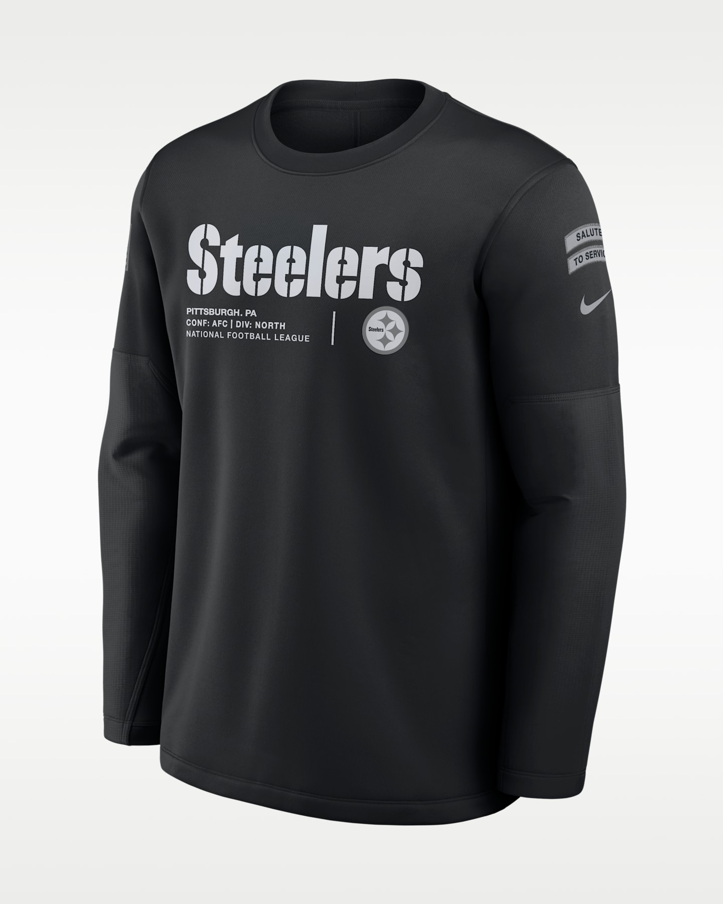 Мужской свитшот Nike Pittsburgh Steelers Salute to Service Sideline Coaches NFL, цвет: Чёрный — фото 3