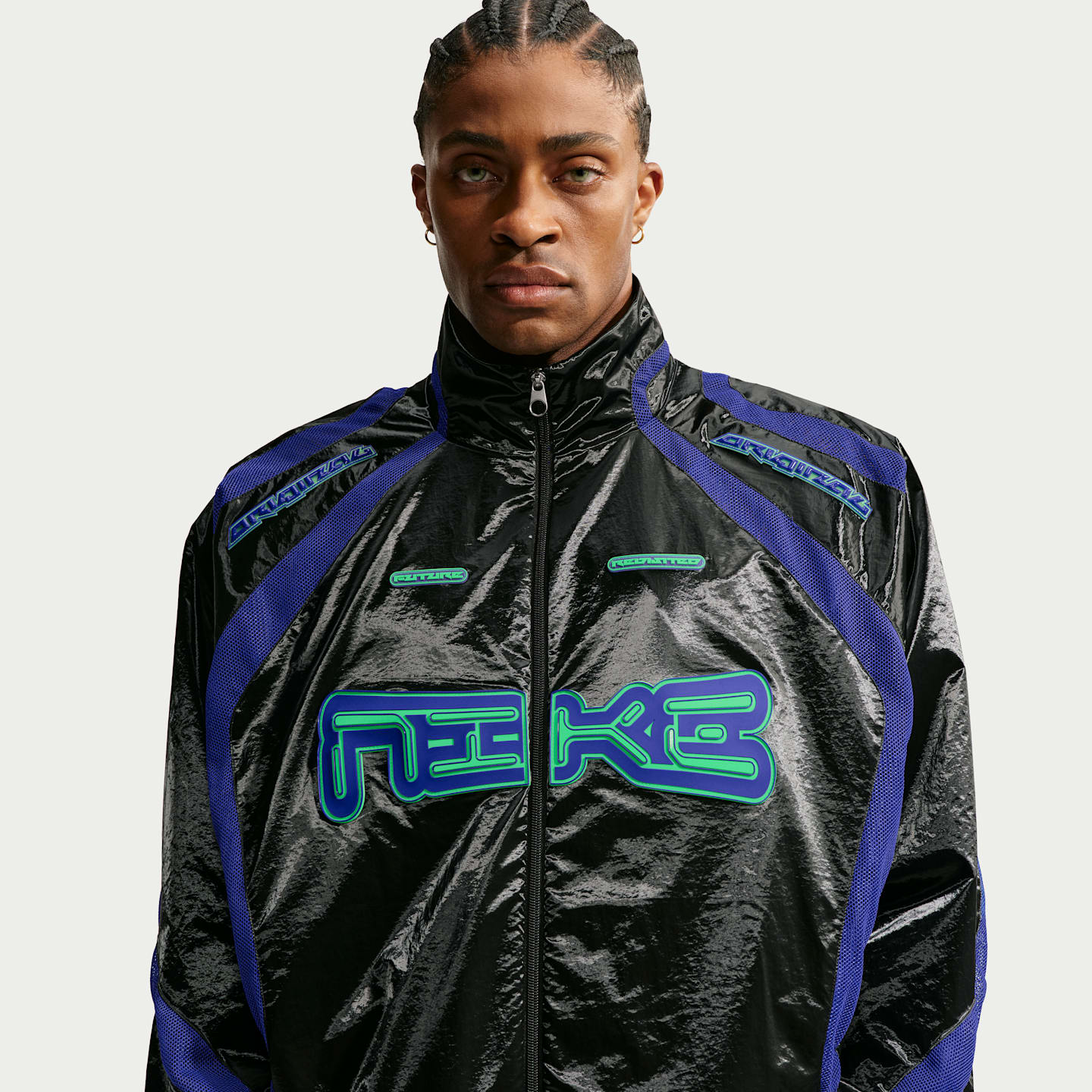 Мужская тканая спортивная куртка Nike Project F.R.O.G. Flow, цвет: Чёрный / Королевский синий — фото 1
